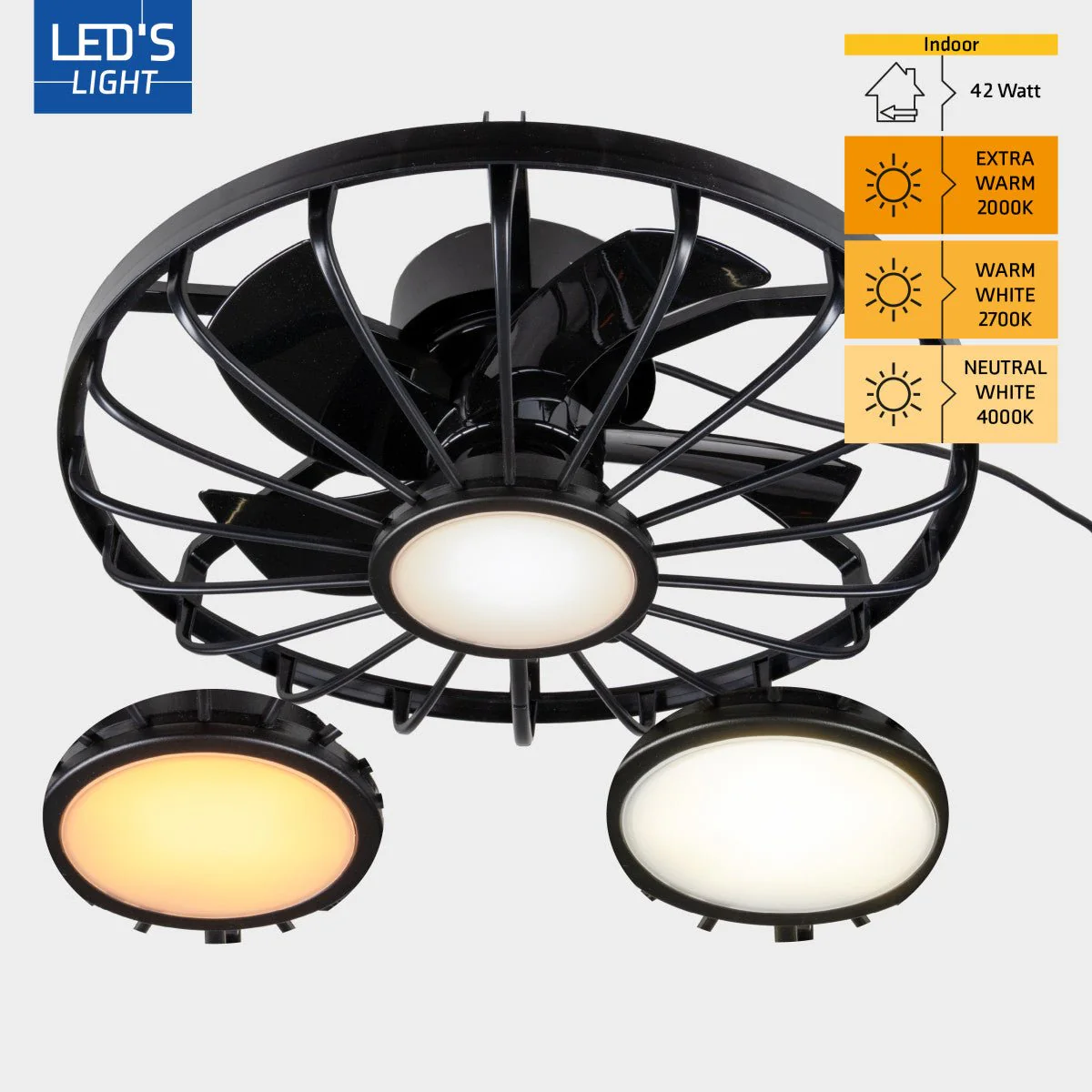 All-weather plafondlamp met ventilator – Ideaal voor veranda/overkapping en buiten/binnen ruimtes - Image 6