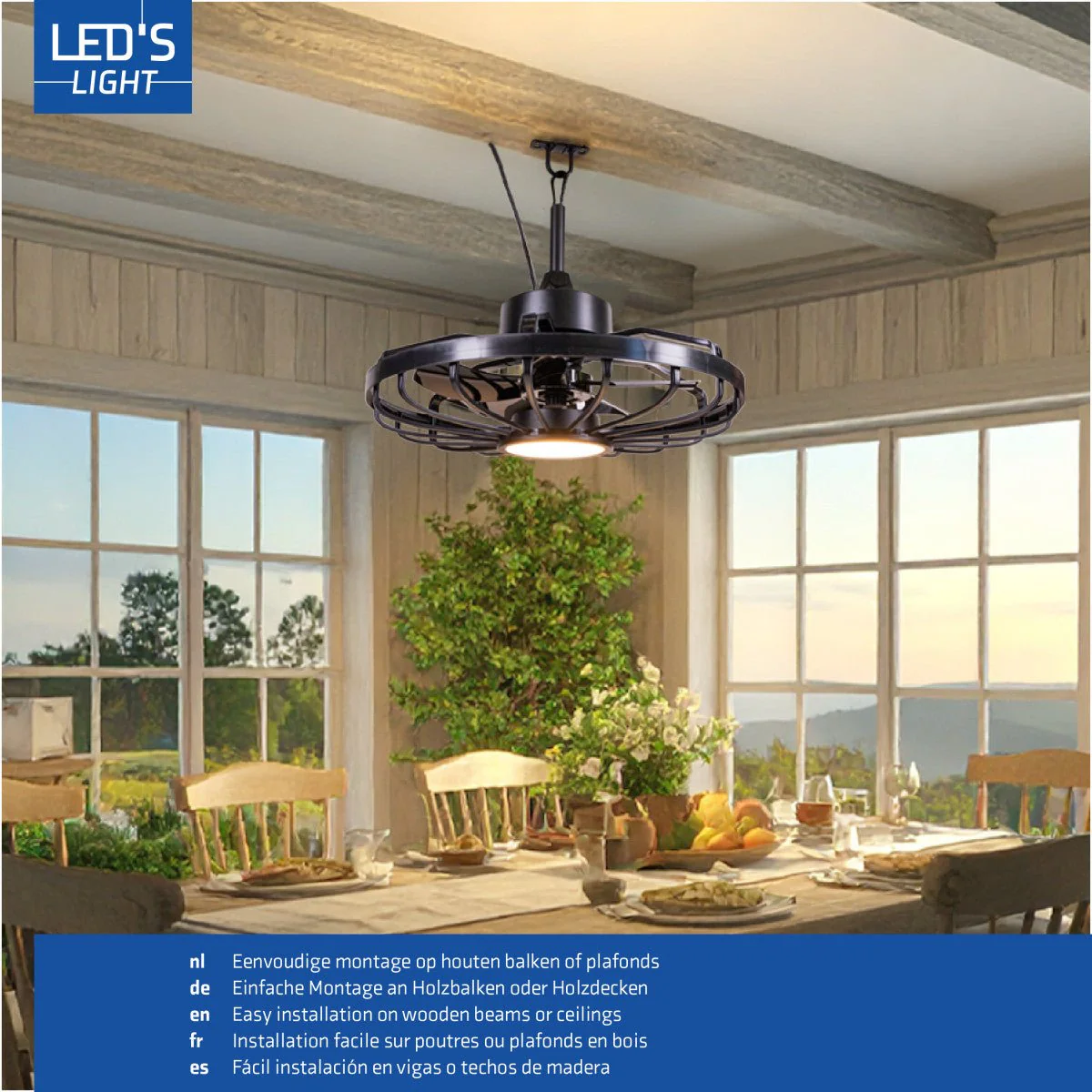 All-weather plafondlamp met ventilator – Ideaal voor veranda/overkapping en buiten/binnen ruimtes - Image 9