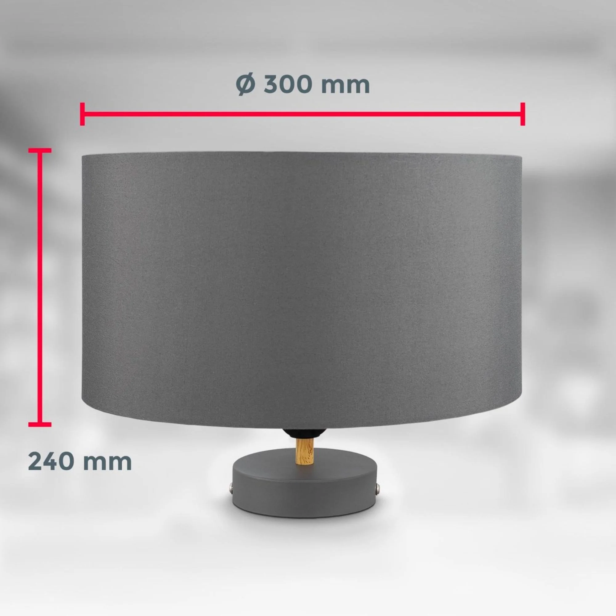 B.K.Licht - Decoratieve plafondlamp - Ø30cm - Grijs/wit - Metaal, hout en stof - Ronde plafonnière - E27 fitting - Excl. lichtbron - Image 6