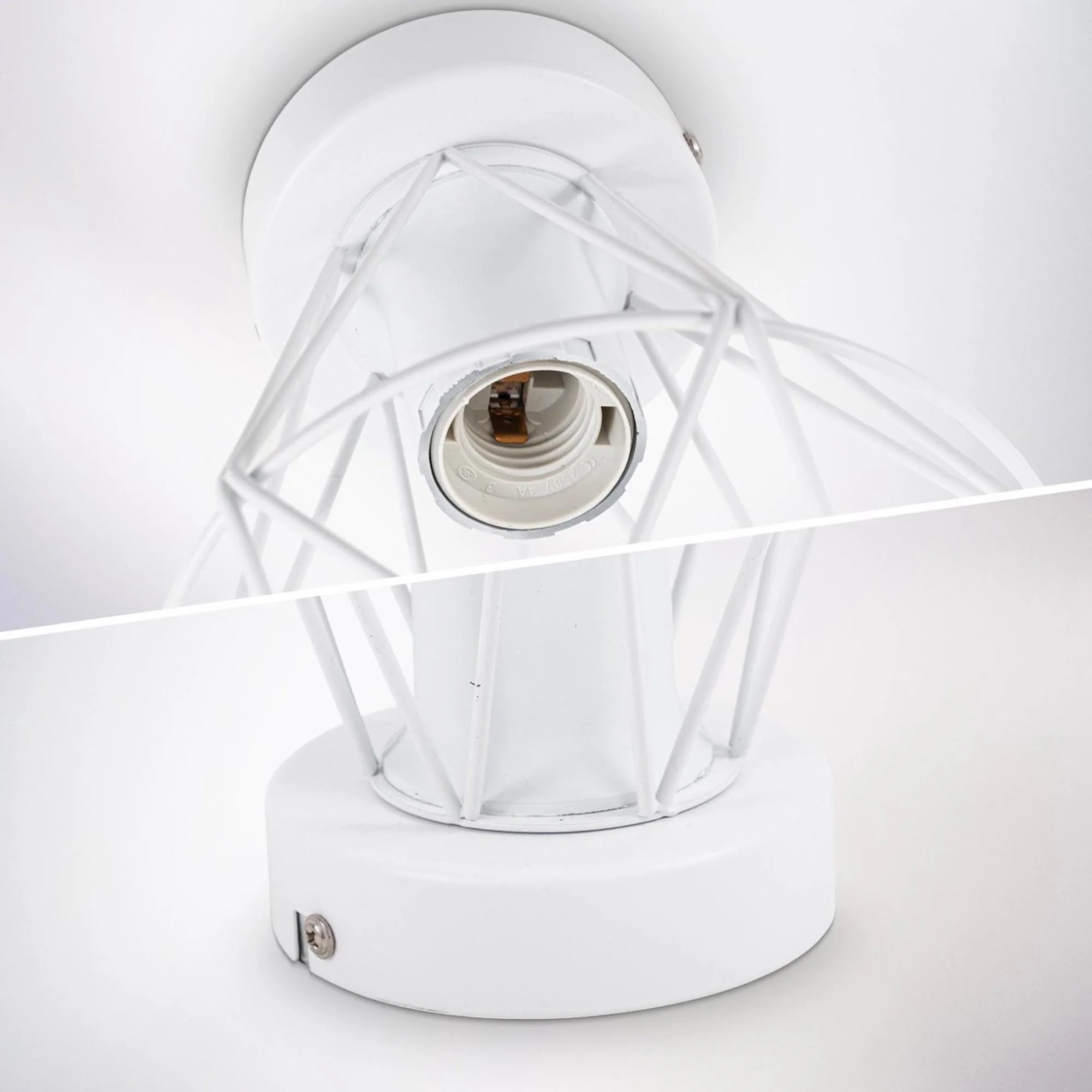 B.K.Licht - Decoratieve witte plafondlamp - Metaal - Industrieel - Draad - Ø16.5cm - Met E27 fitting - Excl. lichtbron - Image 4