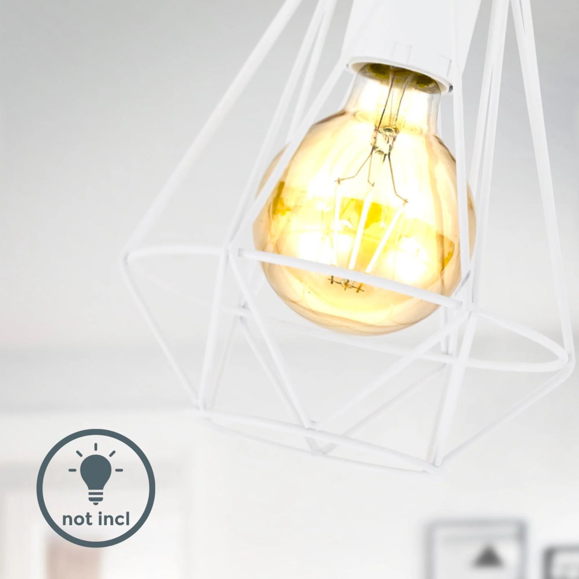 B.K.Licht - Decoratieve witte plafondlamp - Metaal - Industrieel - Draad - Ø16.5cm - Met E27 fitting - Excl. lichtbron - Image 5