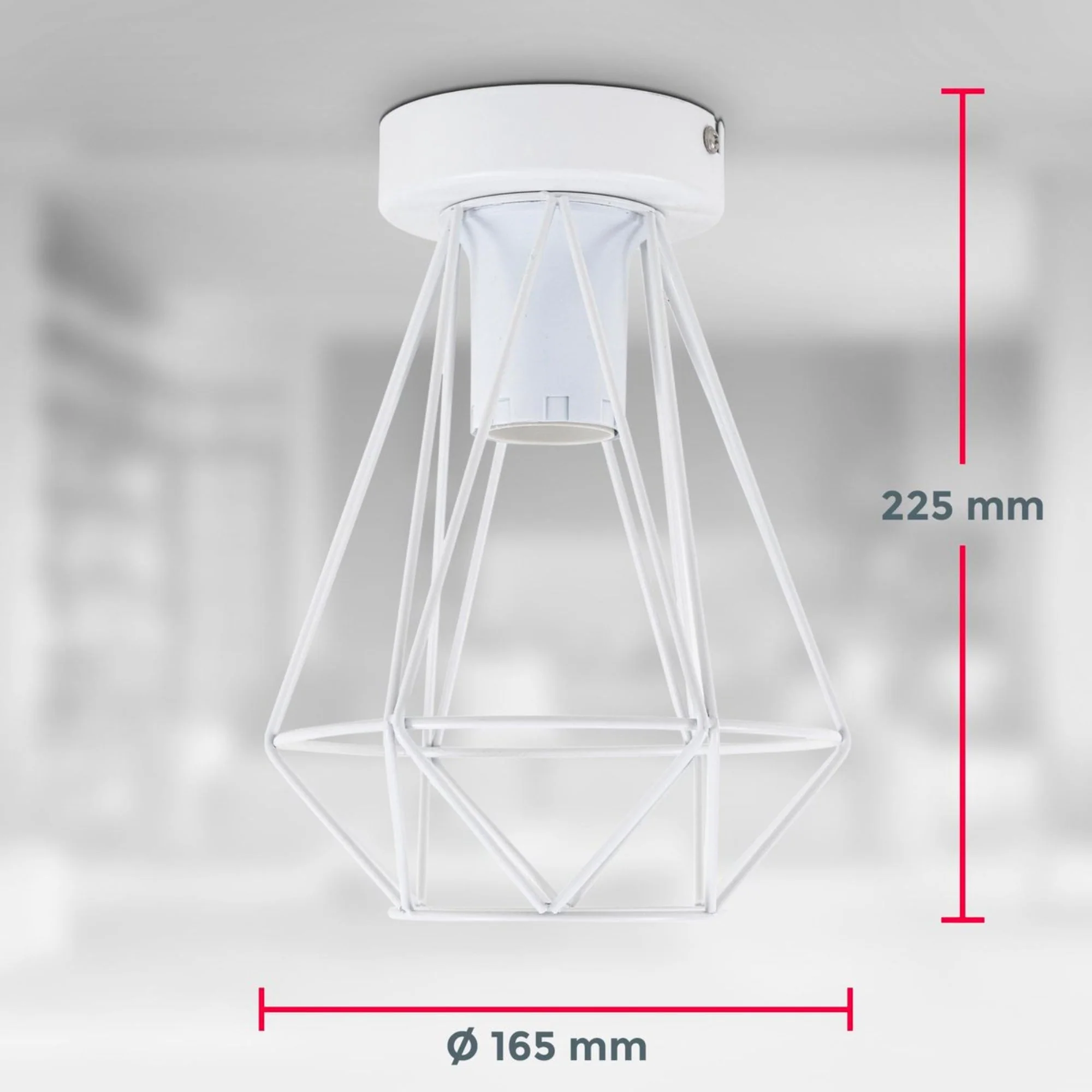 B.K.Licht - Decoratieve witte plafondlamp - Metaal - Industrieel - Draad - Ø16.5cm - Met E27 fitting - Excl. lichtbron - Image 6