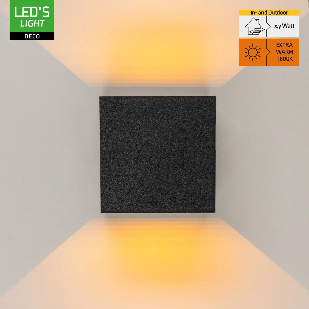 Lumo Qube Wandlamp Buitenlamp met Lichtbron - wandarmatuur - 380lm 1800K - Zwart - IP54 - Image 5