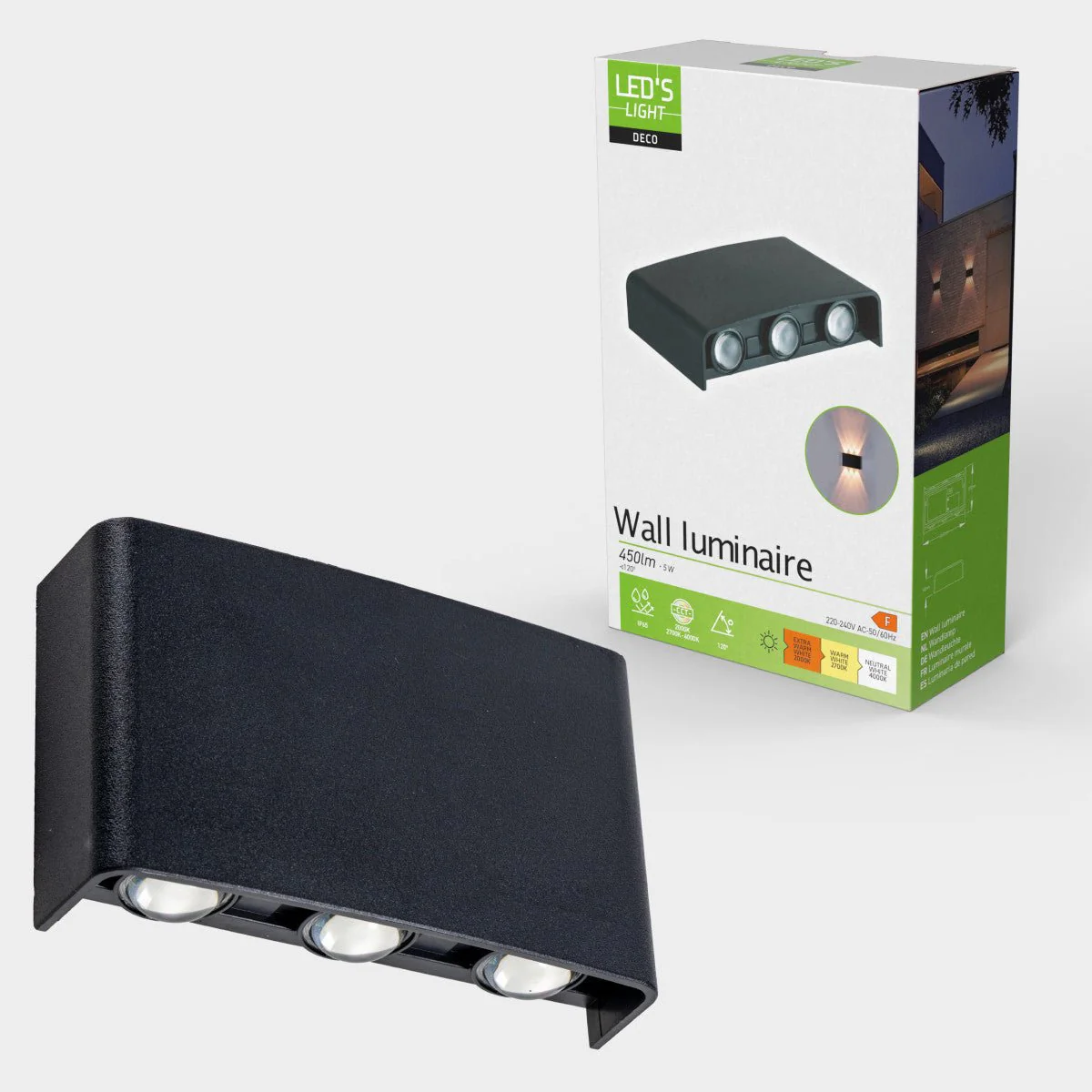 Buitenlamp met Lichtbron - Wandarmatuur - 450lm 2000K/2700K/4000K - Zwart - IP65 - Image 10