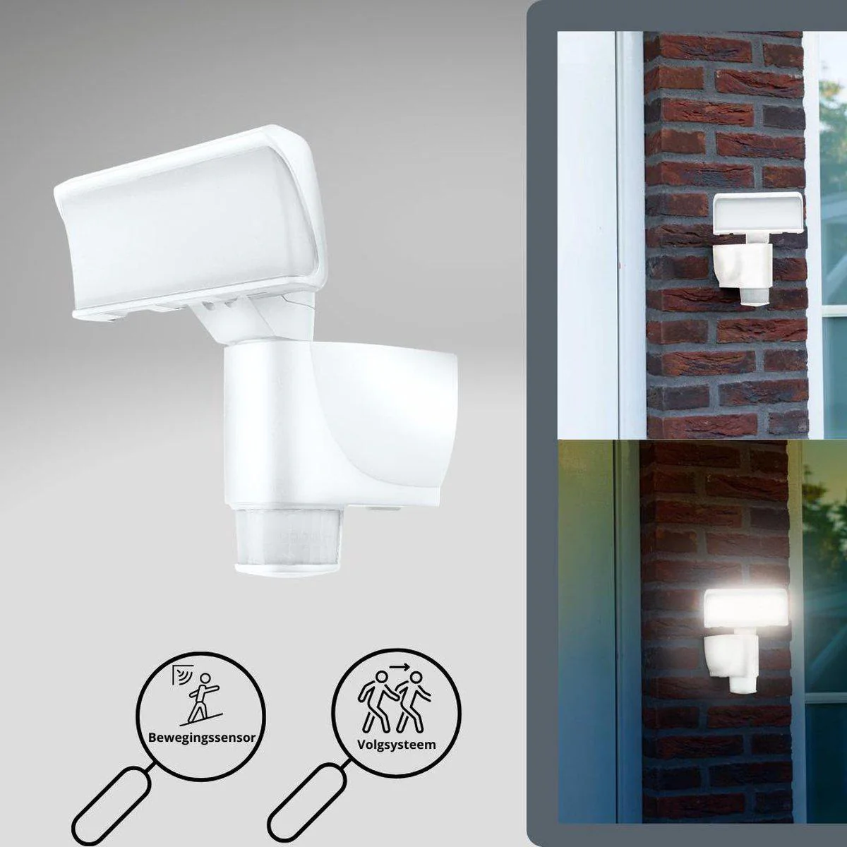 LED Buitenlamp met bewegingssensor - Licht volgt beweging - Kantelbaar - IP44 - Wit - Image 6