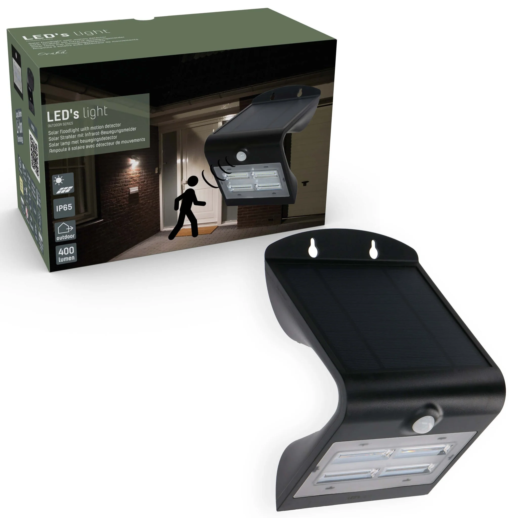 LED's Light Solar LED Buitenlamp met Bewegingssensor 400 - 3 lichtstanden - Automatisch aan/uit - Zwart - Image 8