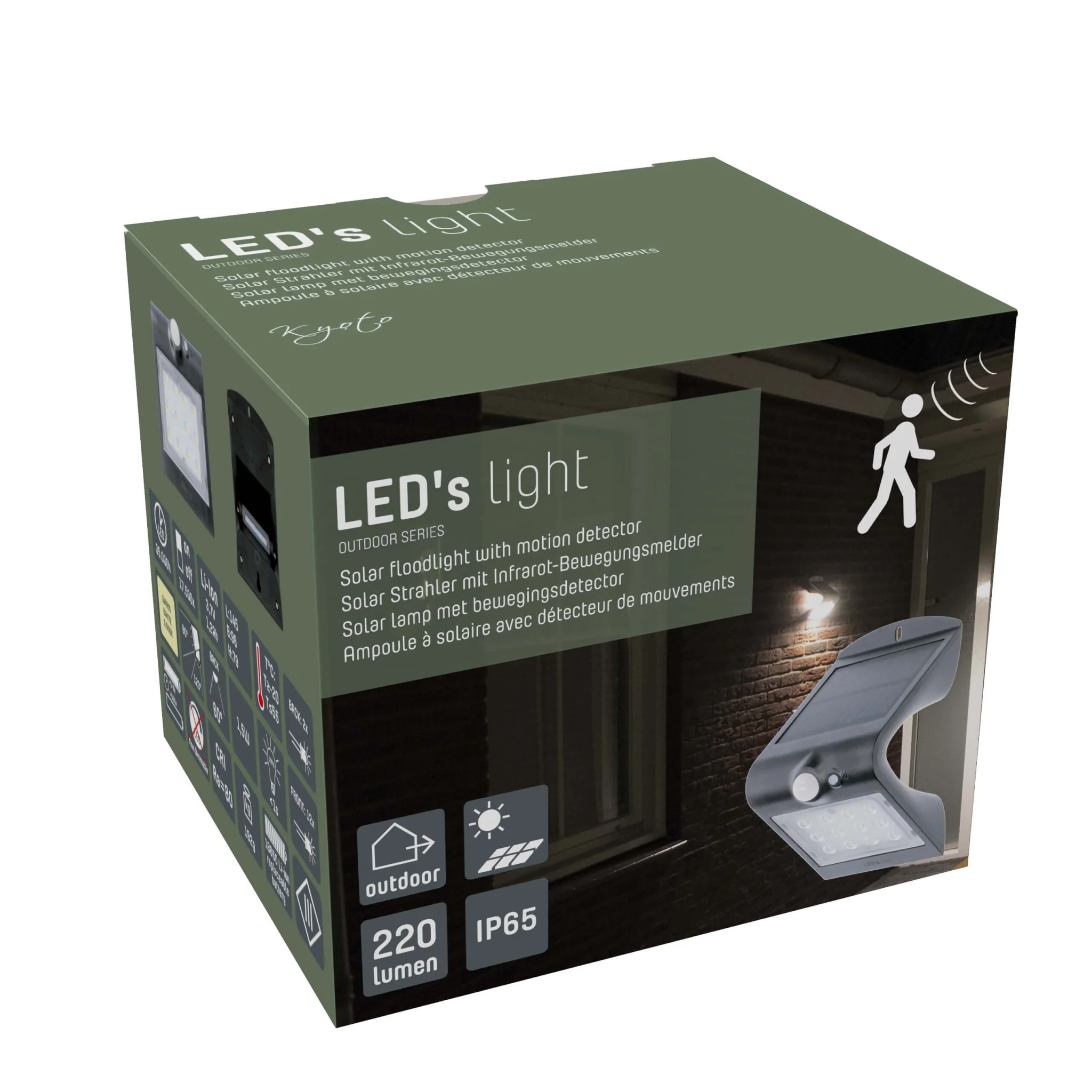 LED's Light Solar LED Buitenlamp met Bewegingssensor 220 - 3 lichtstanden - Automatisch aan/uit - Zwart - Image 7