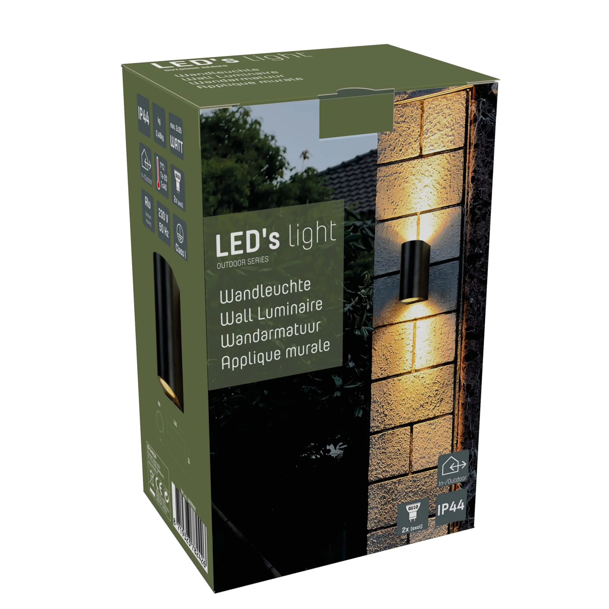 LED's Light LED Wandlamp buiten - Cilinder met 2 x GU10 fitting - Model Sapri - IP44 - Zwart - Image 14