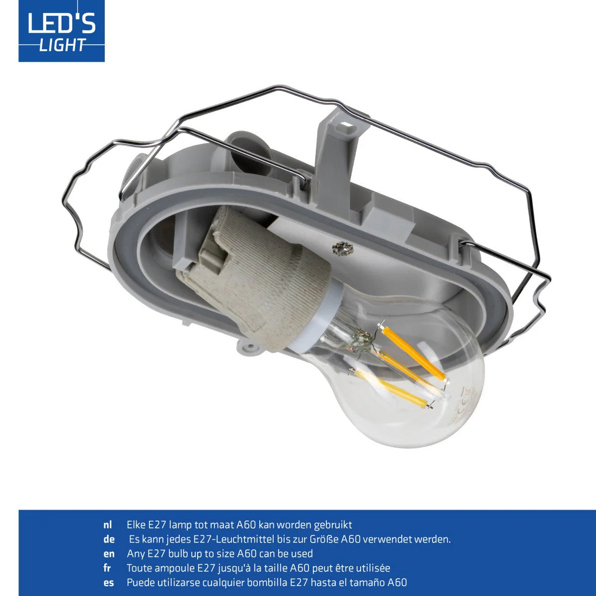 Buitenlamp Wandarmatuur Bulkhead IP44 – Grijs – Zonder Lichtbron – E27 - Image 6