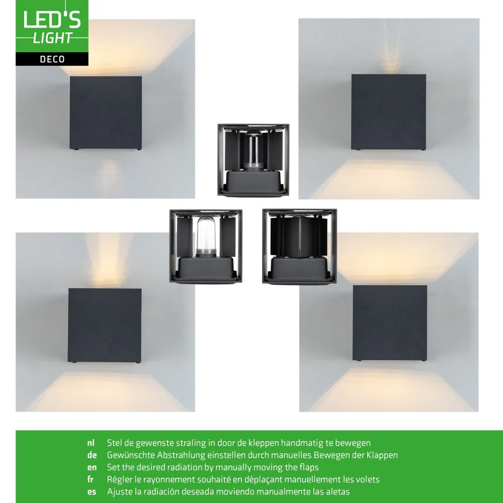 Lumo Cube Antraciet - Wandarmatuur zonder lichtbron - Excl 1xG9 - IP65 - Image 10