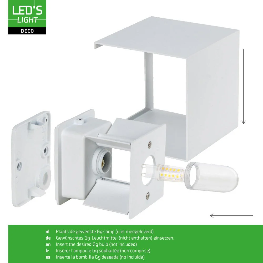 Lumo Cube Wit - Wandarmatuur zonder lichtbron - Excl 1xG9 - IP65 - Image 10