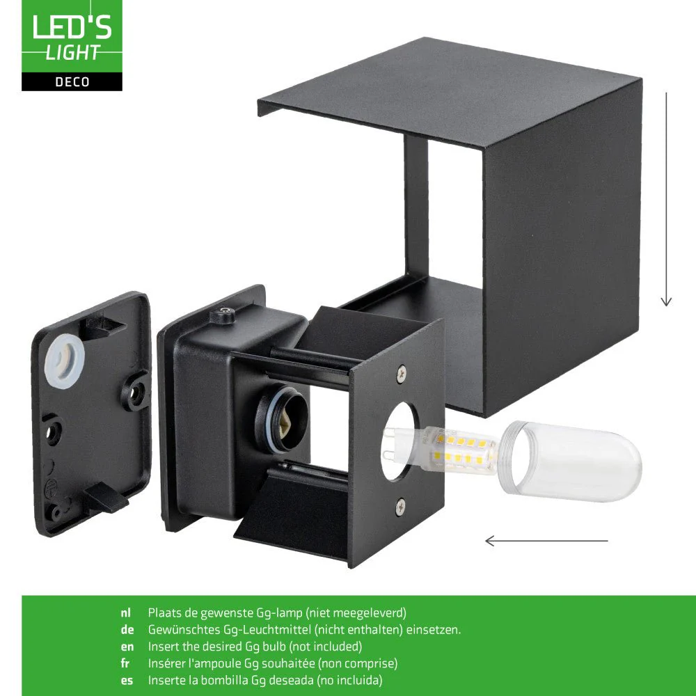 Lumo Cube Zwart - Wandarmatuur zonder lichtbron - Excl 1xG9 - IP65 - Image 10