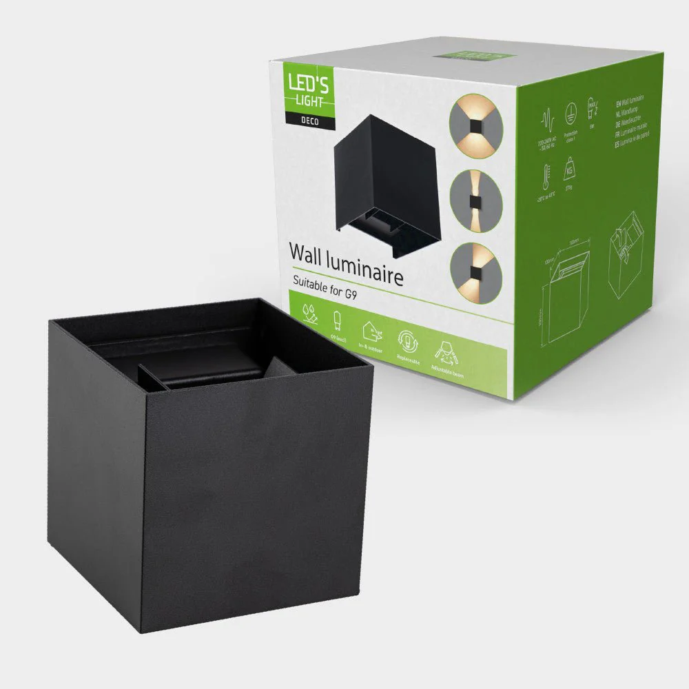 Lumo Cube Zwart - Wandarmatuur zonder lichtbron - Excl 1xG9 - IP65 - Image 6