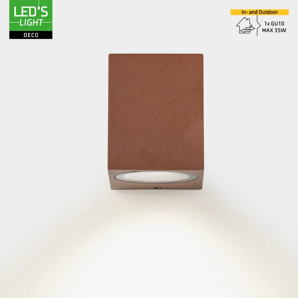 LED's Light Buitenlamp kubus - Wandarmatuur - 1xGU10 - Roestkleurig - IP44 - Image 2