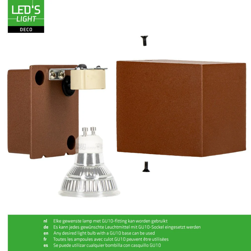 LED's Light Buitenlamp kubus - Wandarmatuur - 1xGU10 - Roestkleurig - IP44 - Image 7