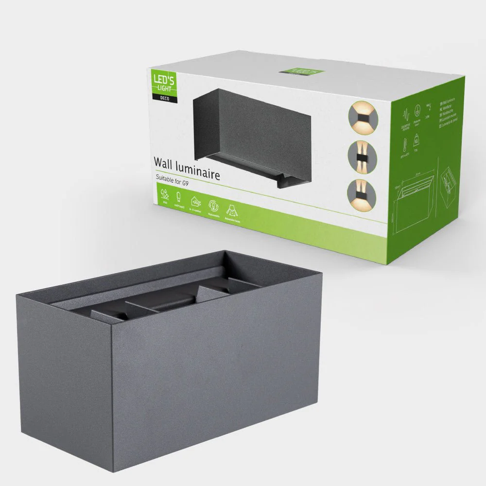 Lumo Recta Antraciet - Wandarmatuur zonder lichtbron - Excl 2xG9 - IP65 - Image 6