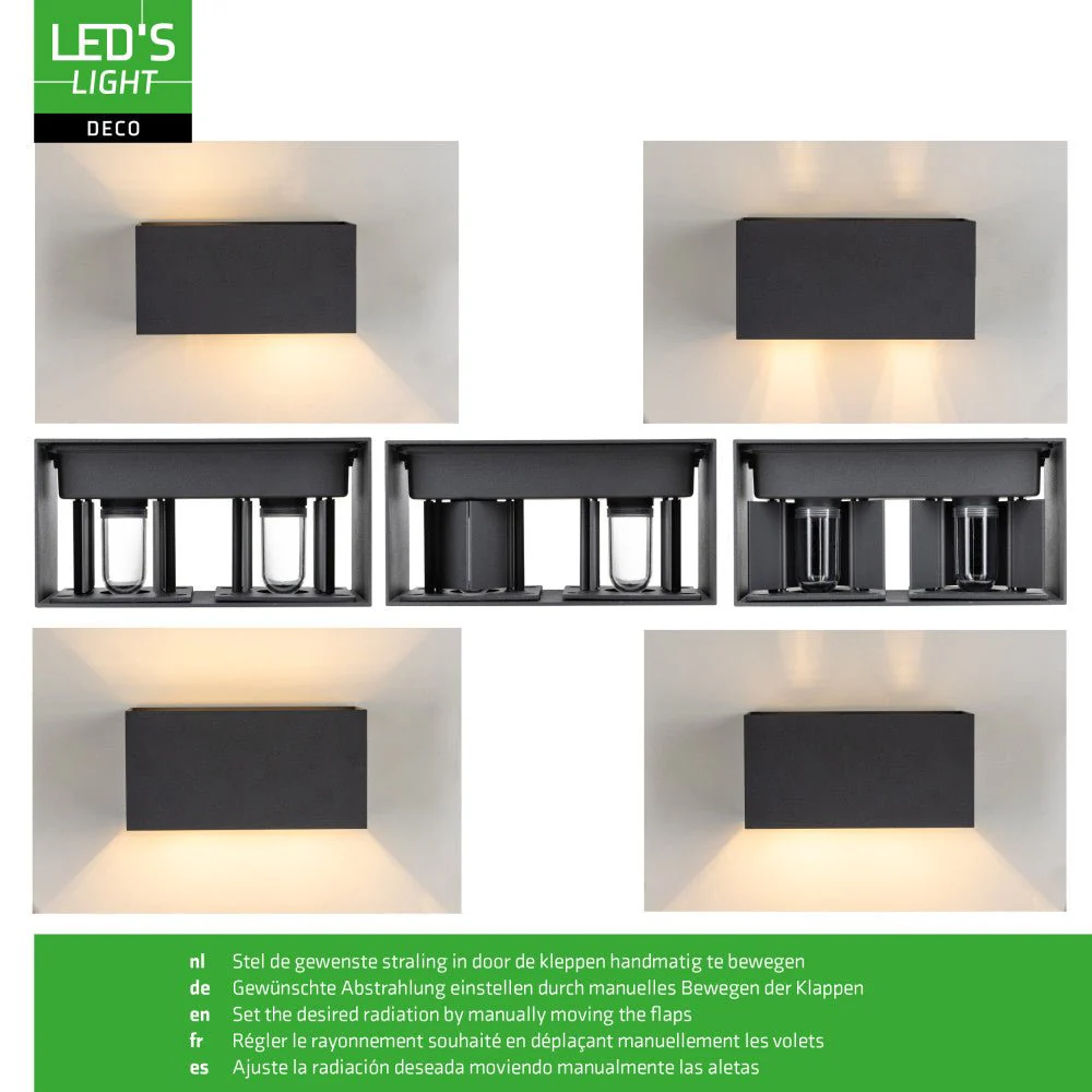 Lumo Recta Antraciet - Wandarmatuur zonder lichtbron - Excl 2xG9 - IP65 - Image 9