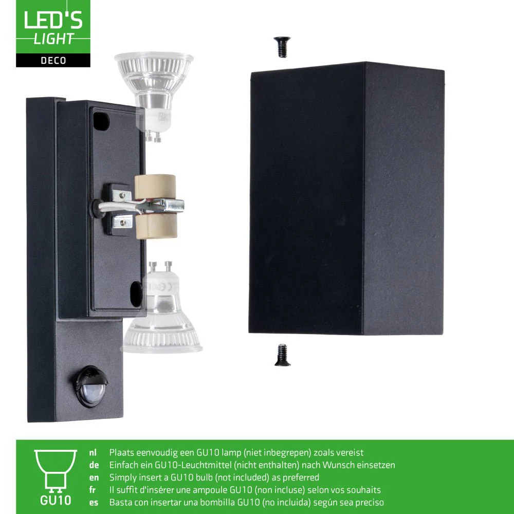 NØRD Up&Down Sensor - Aluminum - Wandarmatuur - 2xGU10 - Zwart - Image 6