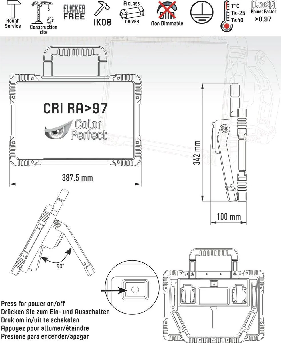 LED's Work ColorPro Bouwlamp 6000 - Realistische kleurweergave CRI97 - 5 meter snoer - IP54 - 60W - Image 10