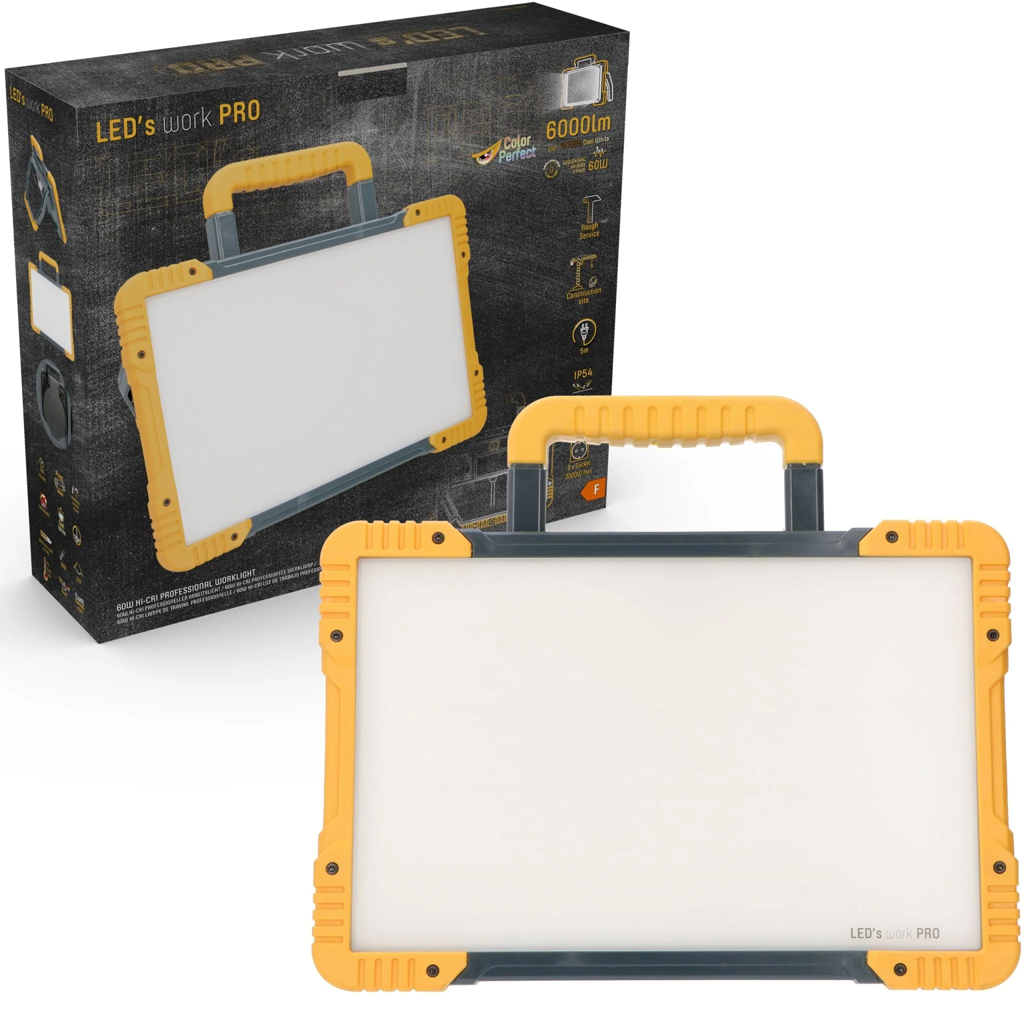 LED's Work ColorPro Bouwlamp 6000 - Realistische kleurweergave CRI97 - 5 meter snoer - IP54 - 60W - Image 4