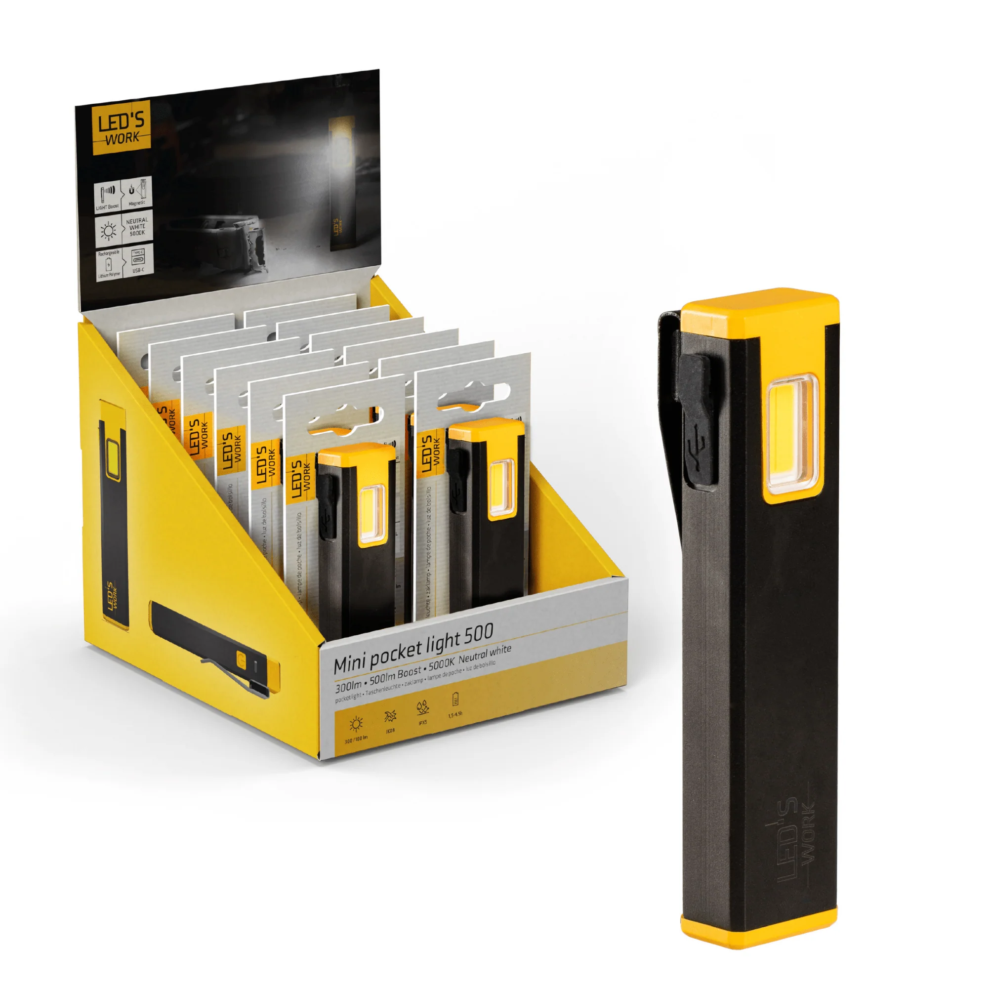 LED's Work Compacte LED Mini Zaklamp - Oplaadbaar - 3 verschillende lichtmodi en zoomfunctie - Image 4