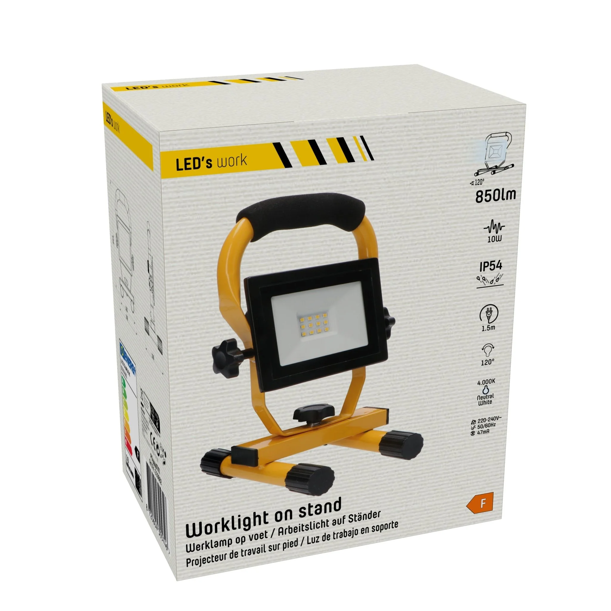 LED's Work - AC Werklamp - 10W 850lm 4000K Compacte LED Bouwlamp - Inklapbaar & Draaibaar - Image 7