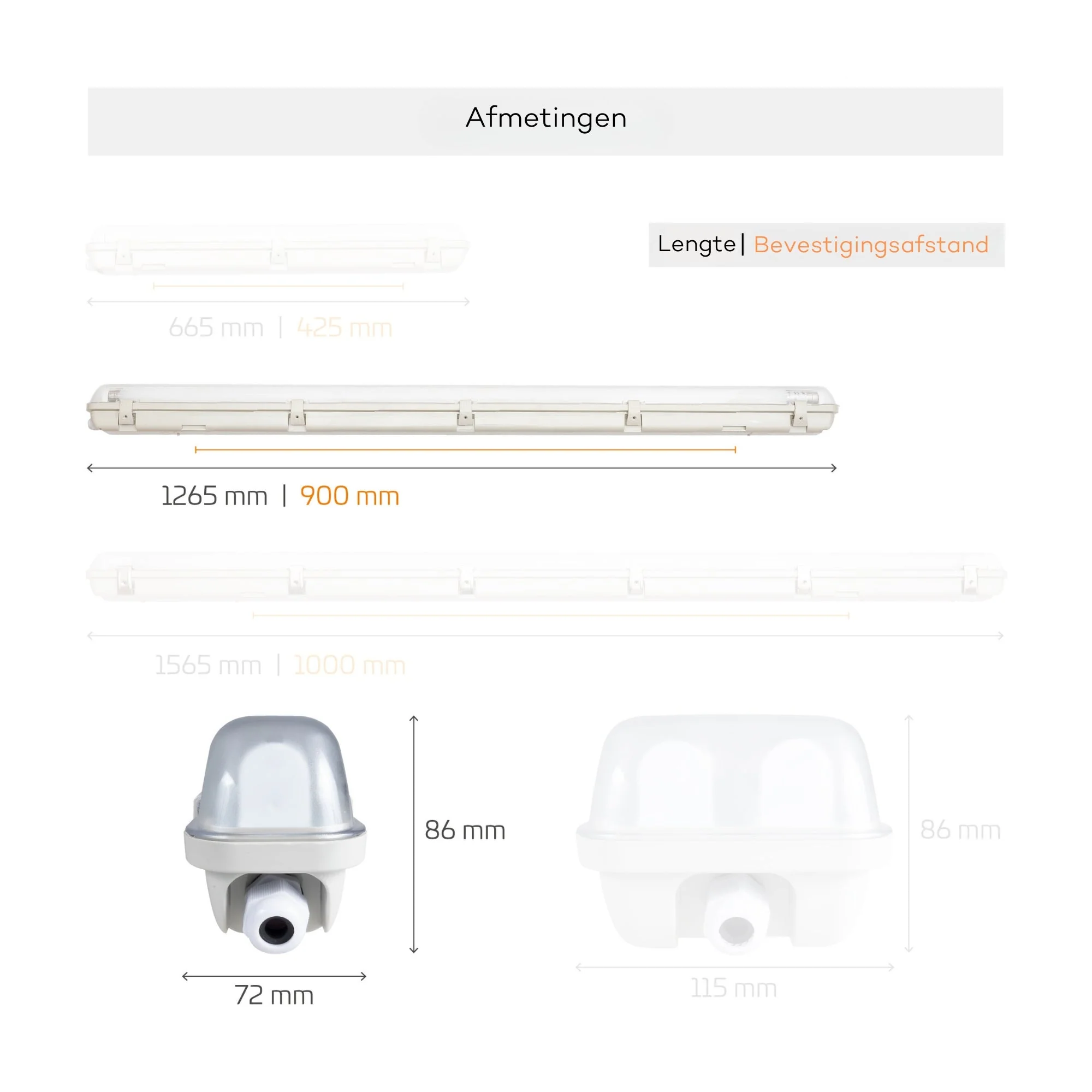 Proventa TL verlichting LED 120 cm - LED TL armatuur incl. LED buis - Waterdicht - 1800 lm - IP65 - 4000K - Image 6