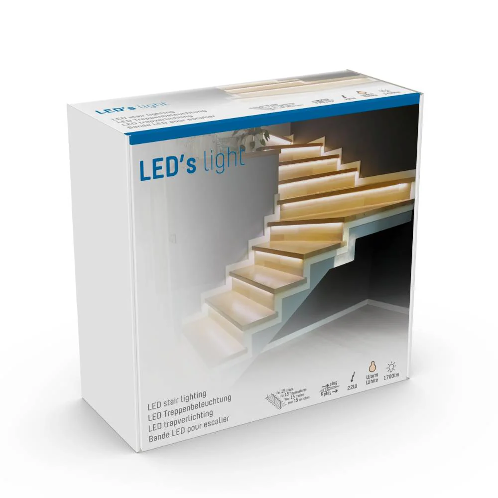 LED's Light Complete LED Trapverlichting Set - 15 treden x 80 cm - Lengte aanpasbaar - Warm wit licht - Image 8