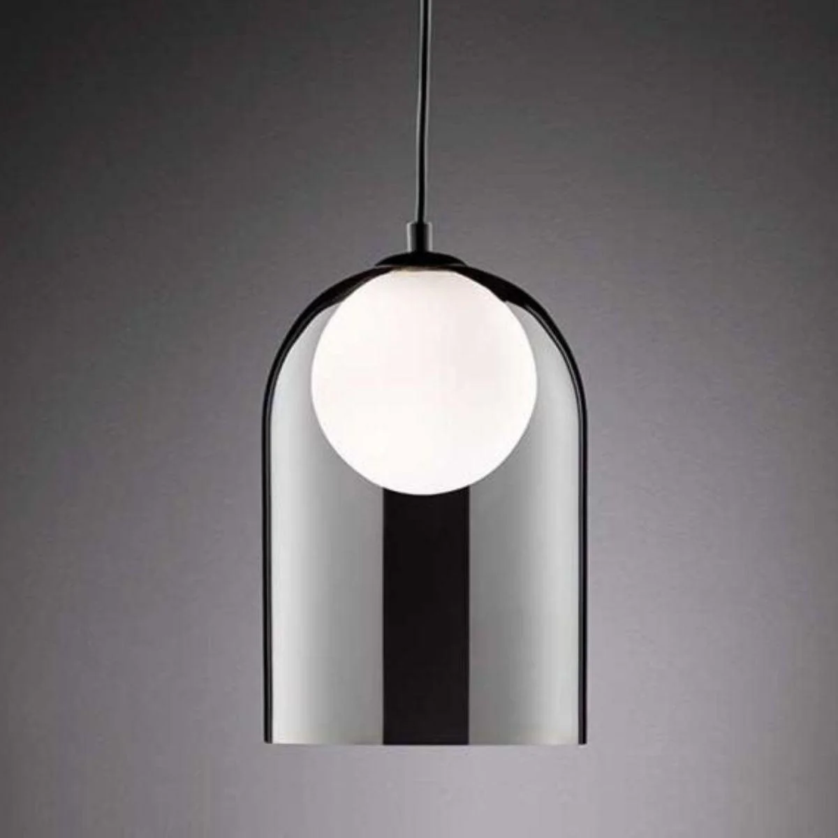 Deco Hanglamp Smoke Glas - Complete set incl. led lamp - Warm wit licht - Zwart - Image 3