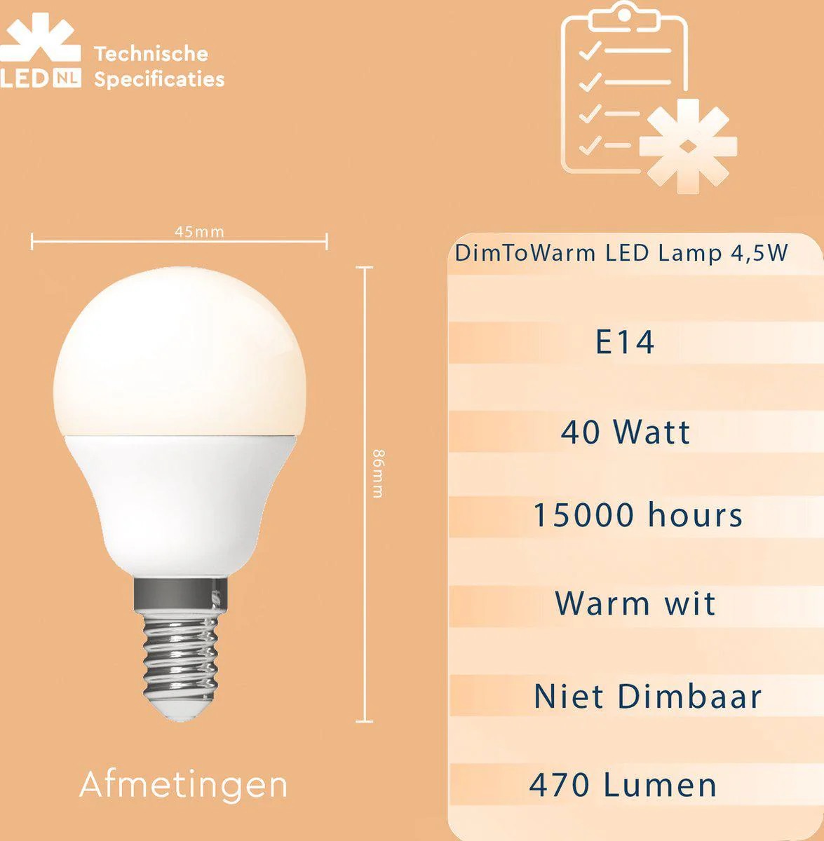 Dimbare LED Lamp E14 - Dimbaar naar extra warm wit - 1 lamp - Image 6