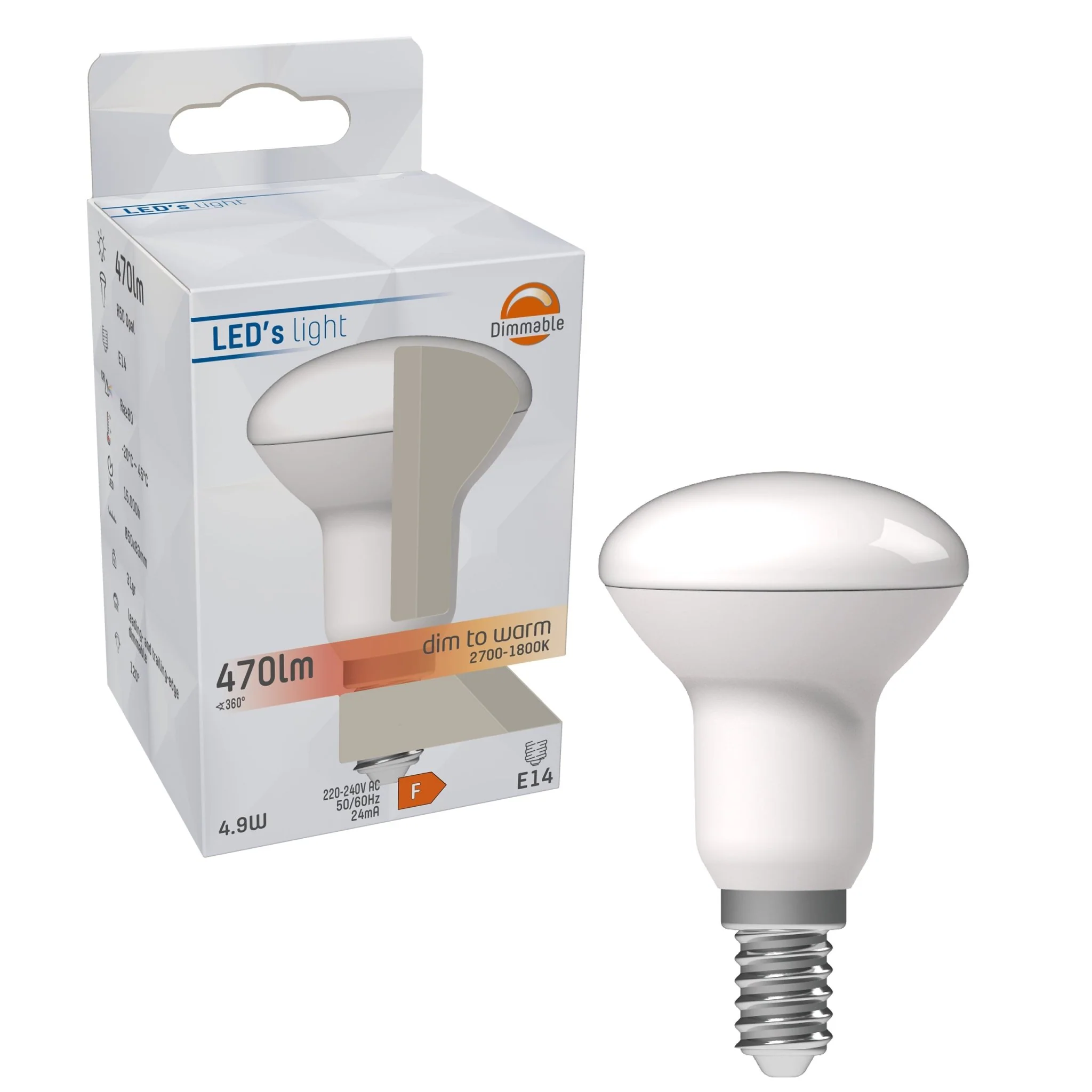Dimbare E14 LED Lamp E14 - R50 - Dimbaar warm wit licht - 470 lm - Image 5