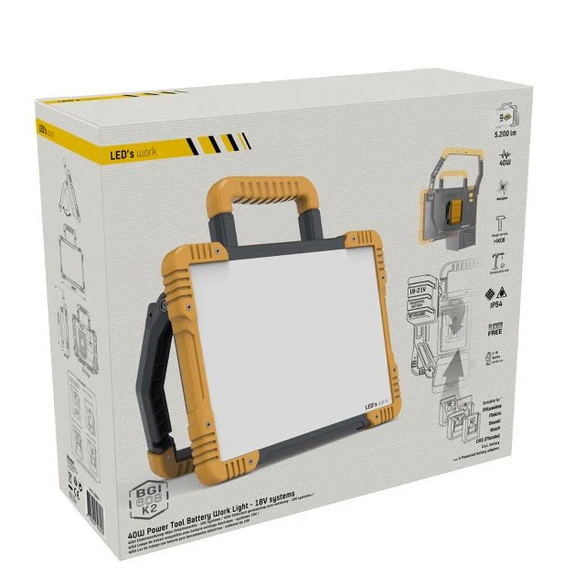 LED's Work Draadloze LED Bouwlamp 5200 - Werkt op accu's van Makita, Bosch, Dewalt, Milwaukee, Metabo – IP54 - Image 16