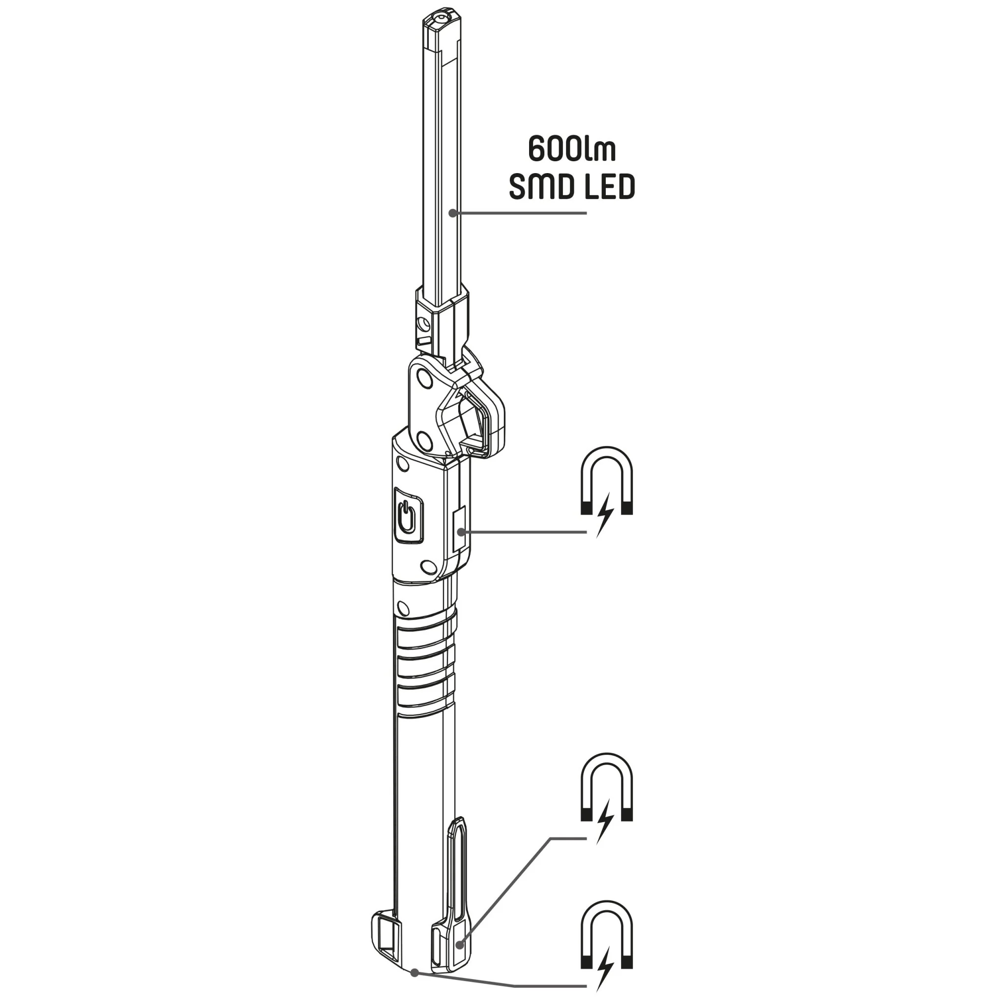 LED's Work Oplaadbare Looplamp 500 - Inspectielamp - Inklapbaar & Draadloos - Met magneet en haak - Image 12