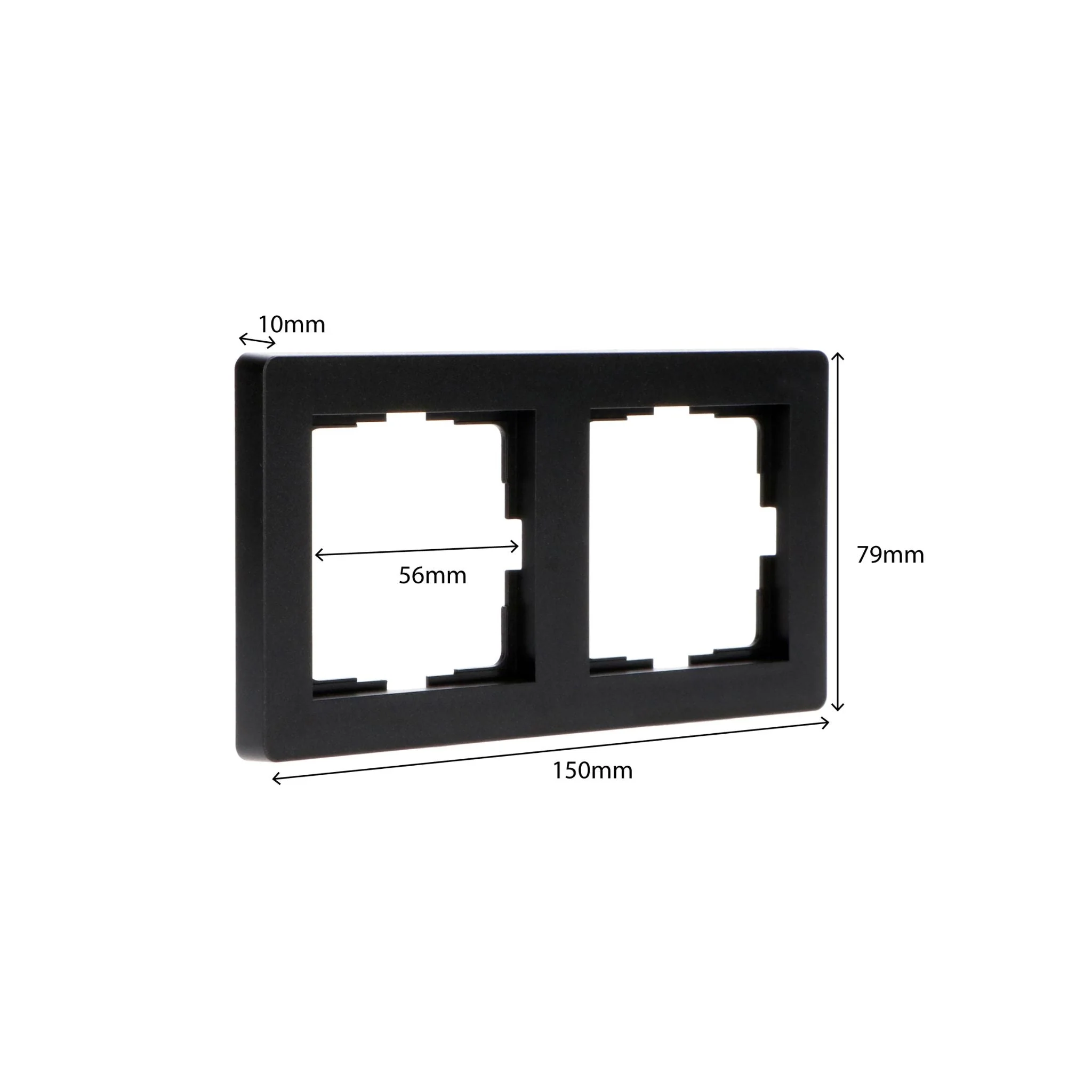 Dubbelframe voor wandcontactdoos - Universeel - 55 x 55 mm - Zwart - Image 3
