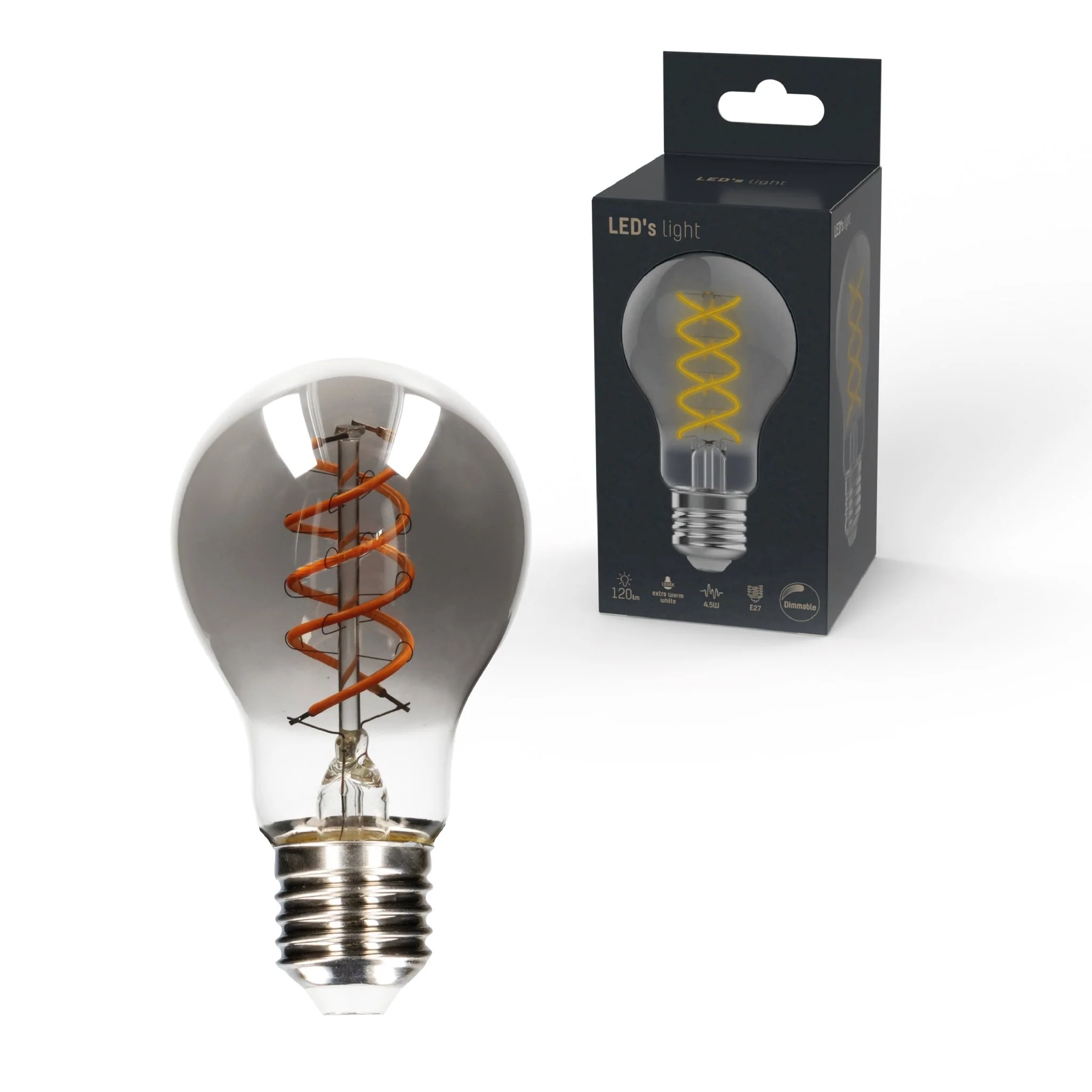 LED Filamentlamp A60 met Rookglas - E27 fitting - 4,5W - 120 Lumen - Extra warm wit (1800K) - Dimbaar - Image 2