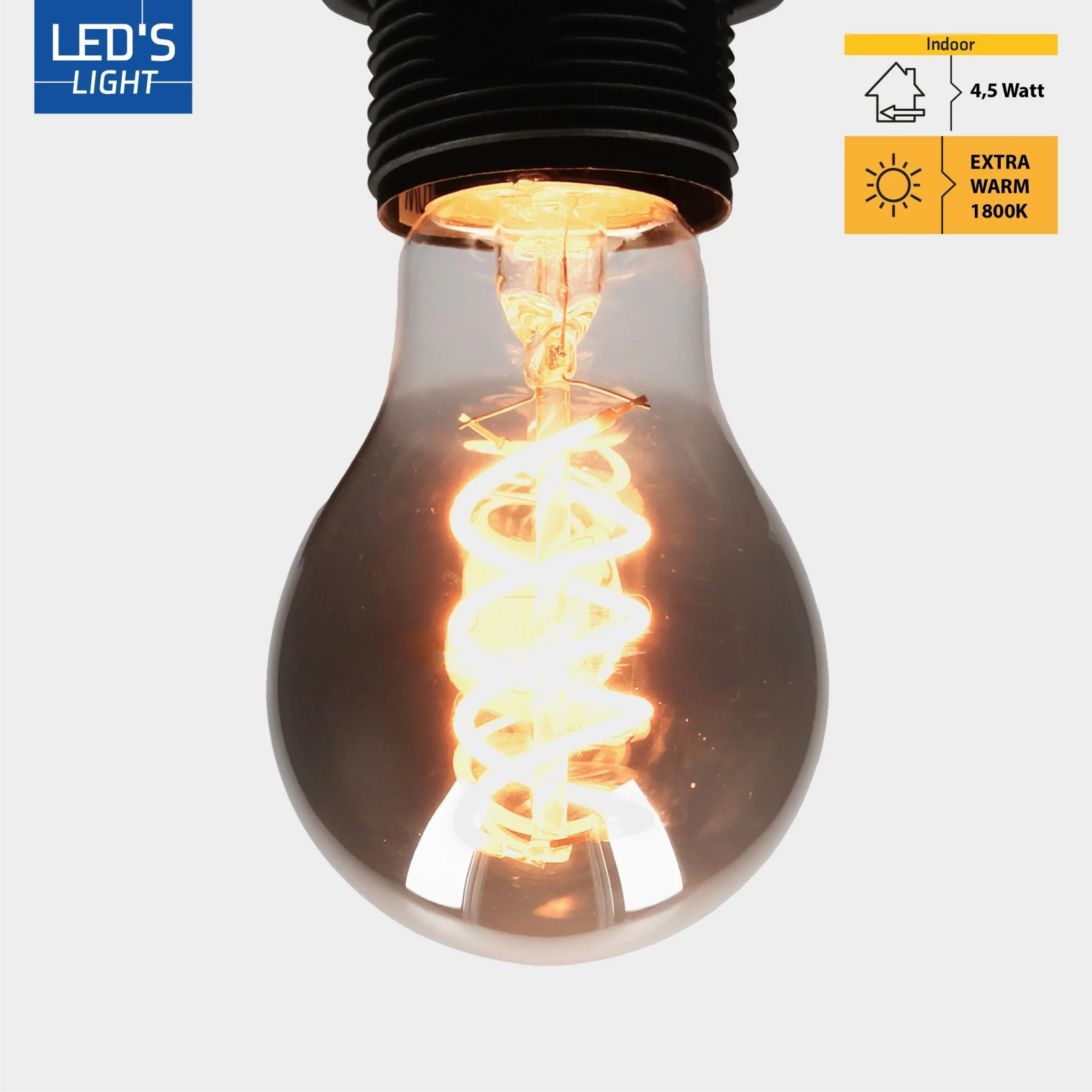 LED Filamentlamp A60 met Rookglas - E27 fitting - 4,5W - 120 Lumen - Extra warm wit (1800K) - Dimbaar - Image 5
