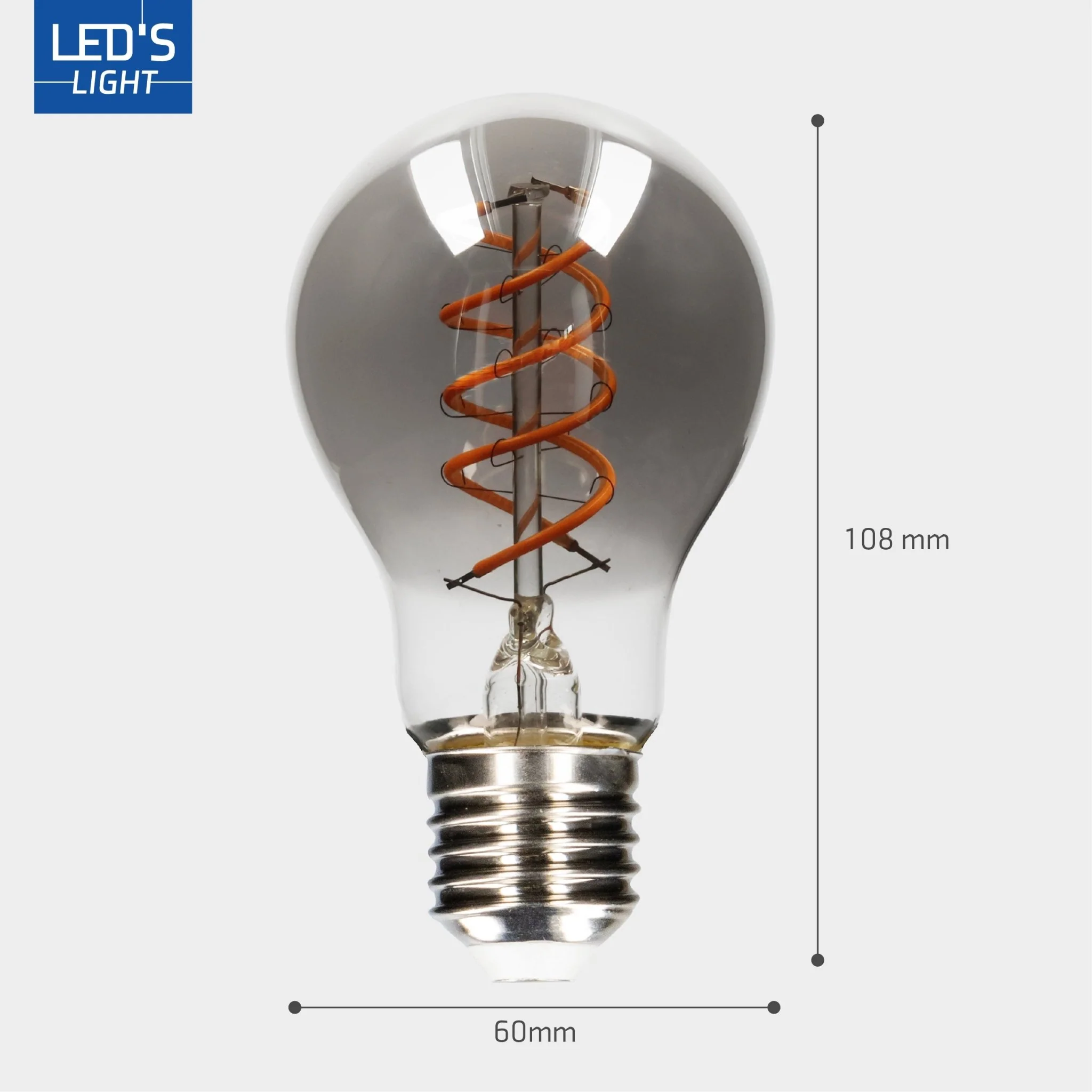LED Filamentlamp A60 met Rookglas - E27 fitting - 4,5W - 120 Lumen - Extra warm wit (1800K) - Dimbaar - Image 6
