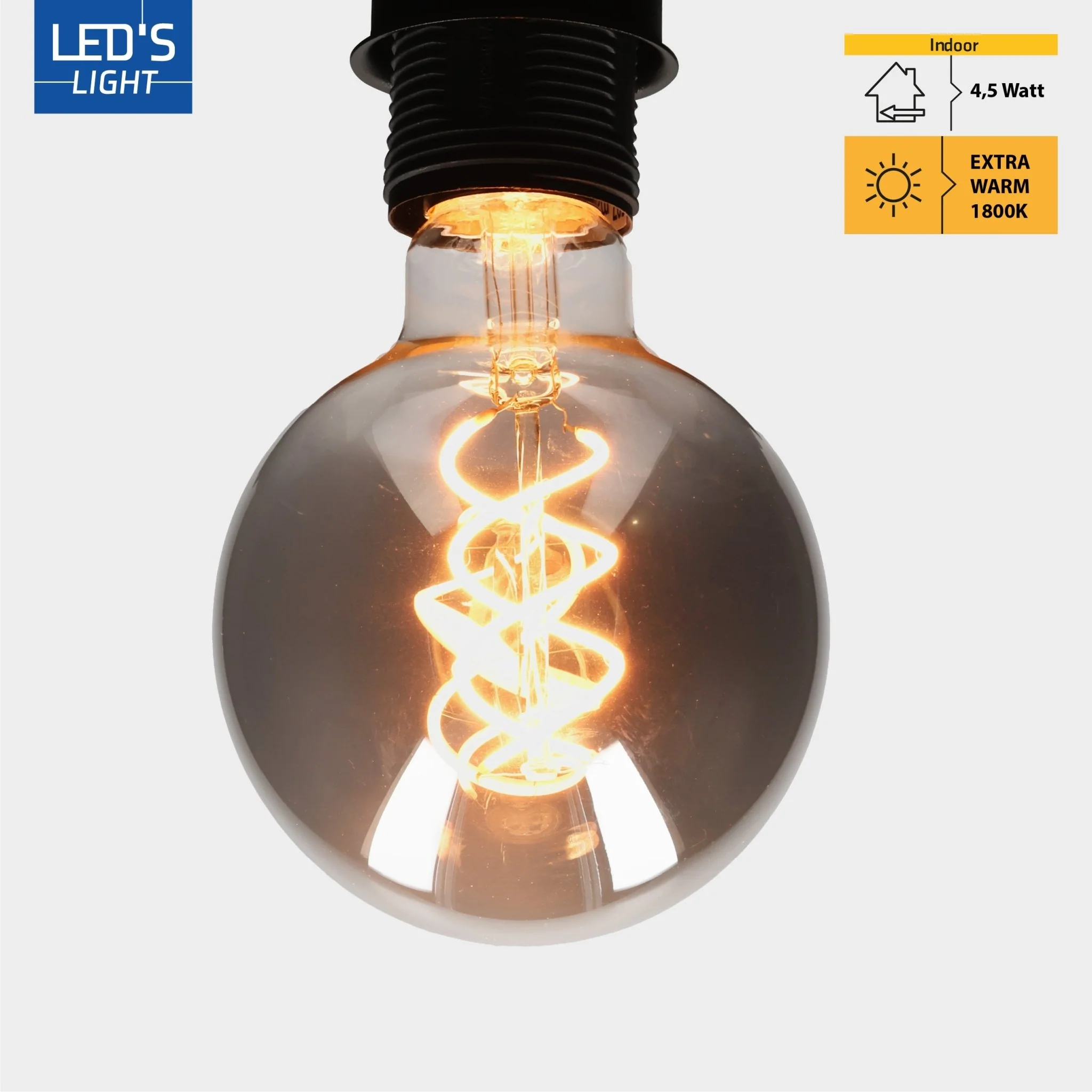 LED Lamp Smokey E27 - Edison Vintage - Dimbaar licht - Bol G95 - Image 5