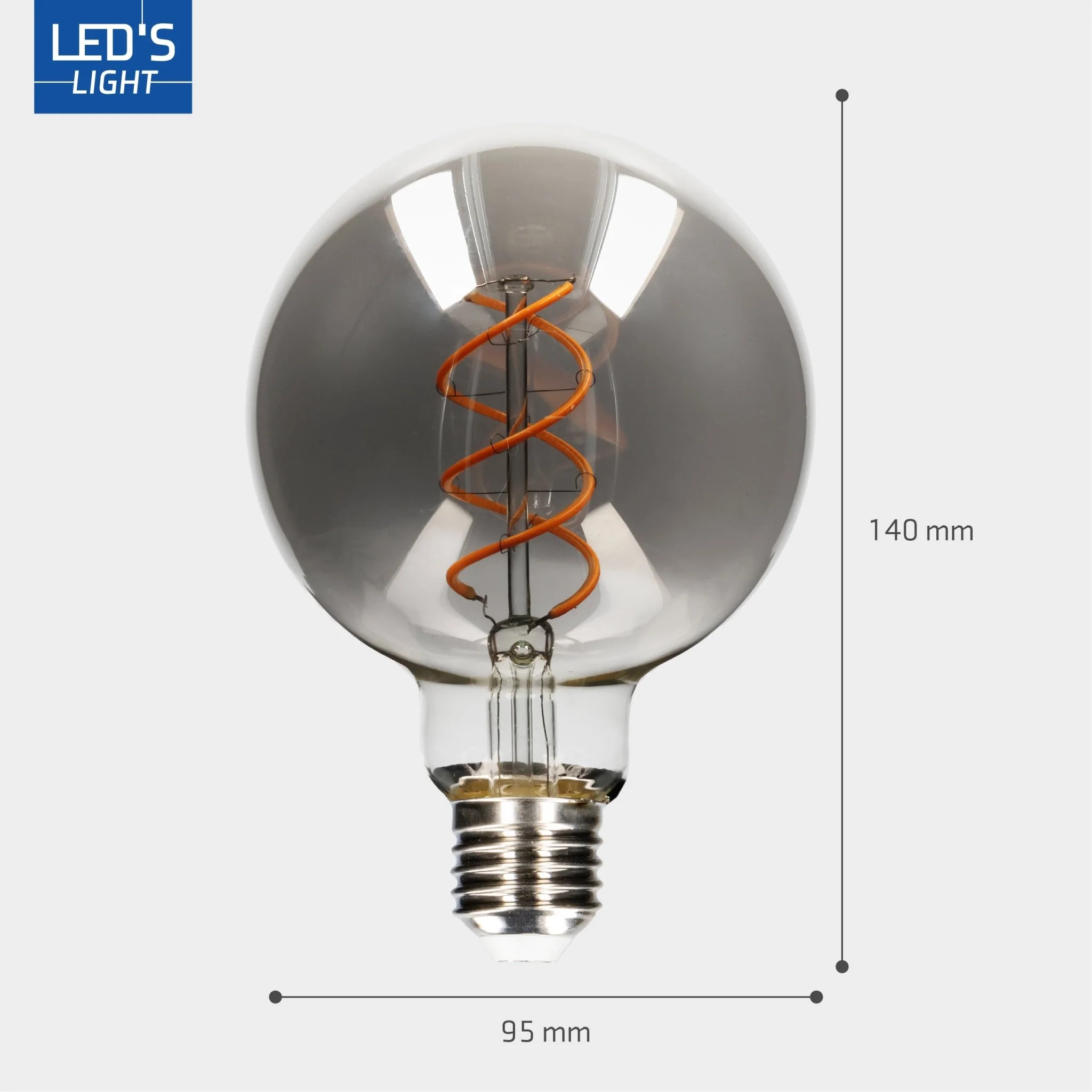LED Lamp Smokey E27 - Edison Vintage - Dimbaar licht - Bol G95 - Image 6