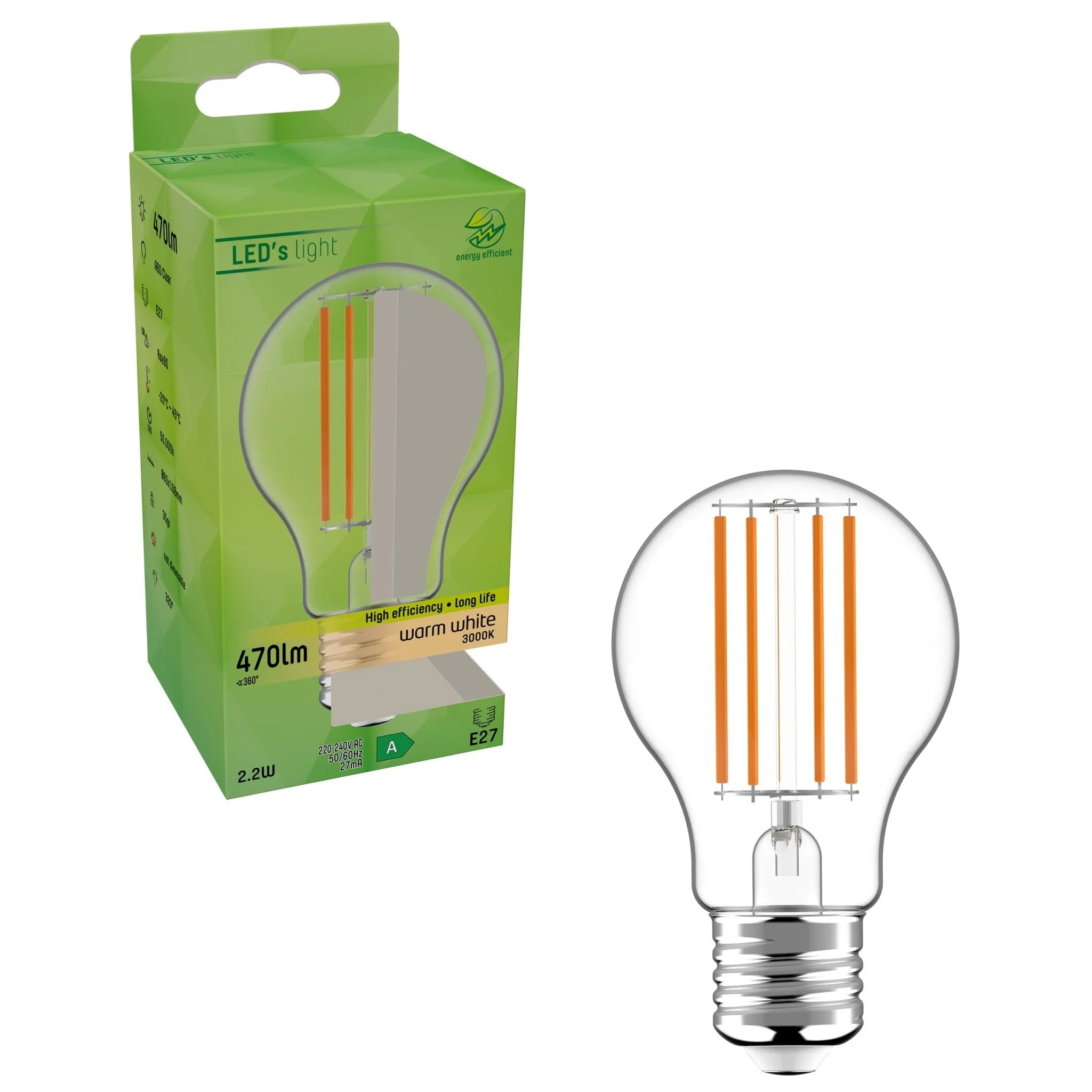 Ultra LED Lamp E27 - Energielabel A - Helder glas - 2.2W is gelijk aan 40W - Image 3