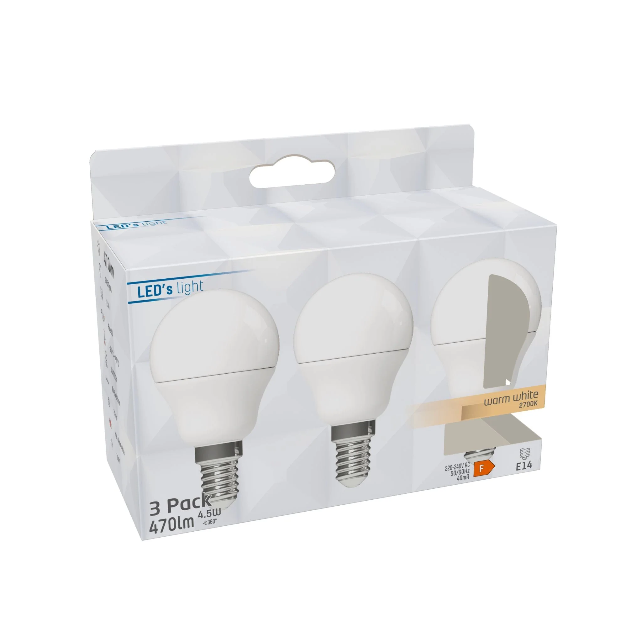 LED E14 Lamp rond - 470 lm - Warm wit licht - 3 lampen - Image 2