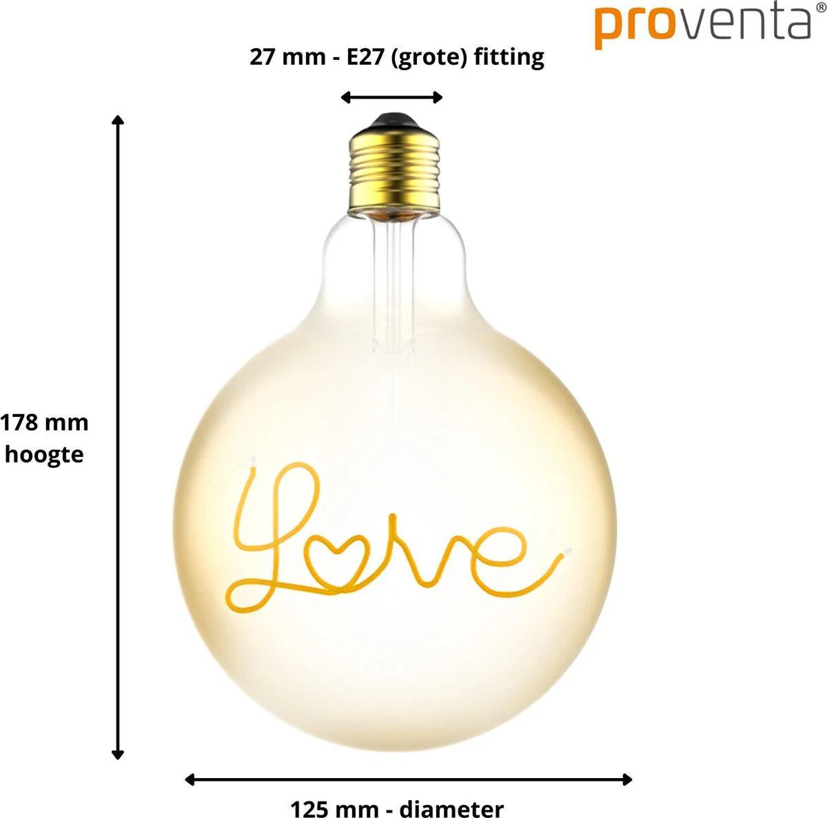 DecoDim Mega LED Lamp met tekst E27 - Love - Dimbaar extra warm wit - Globe - Image 4