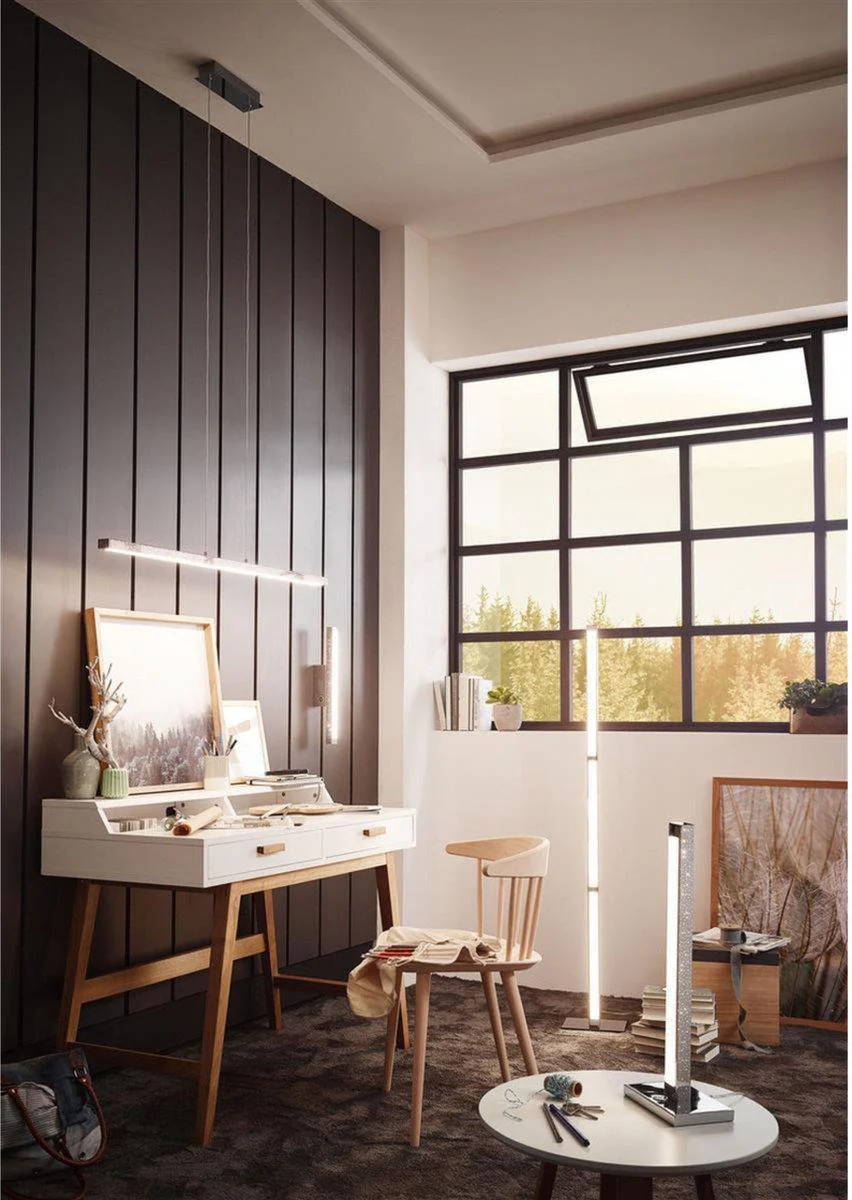 LED Hanglamp Linear met touch dimmer 100cm lang - max 150 cm ophanghoogte - Dimbaar in 3 stappen - Chroom - Image 3