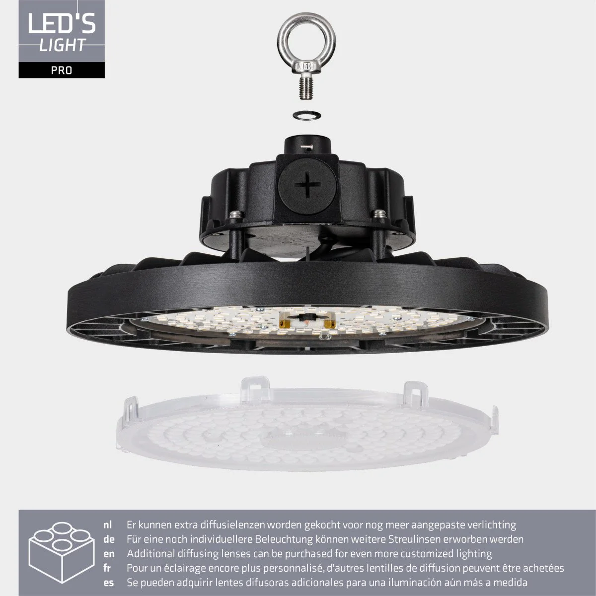 LED's Light pro High Bay - 150W - 1-10V Dimbaar - Power select - Energieklasse A -  27750lm 4000K - Sosen Driver - IP65 - IK10 - Klasse 1 - Image 6