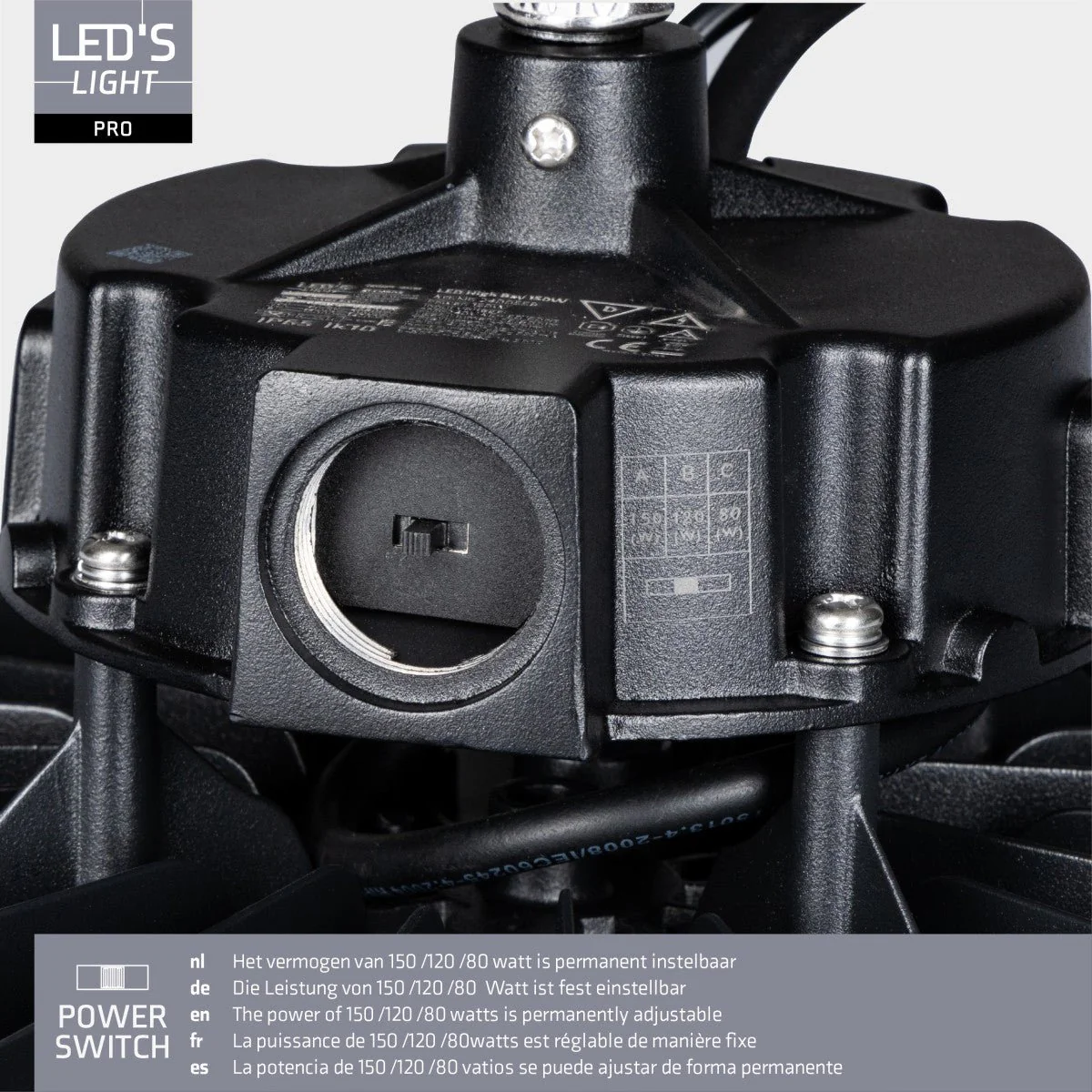LED's Light pro High Bay - 150W - 1-10V Dimbaar - Power select - Energieklasse A -  27750lm 4000K - Sosen Driver - IP65 - IK10 - Klasse 1 - Image 8