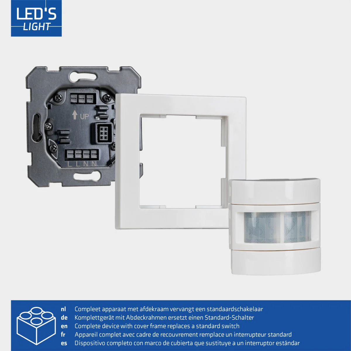 Wandschakelaar met Bewegingssensor - 55 x 55 mm inbouw - Compatibel met LED - Wit - Image 3