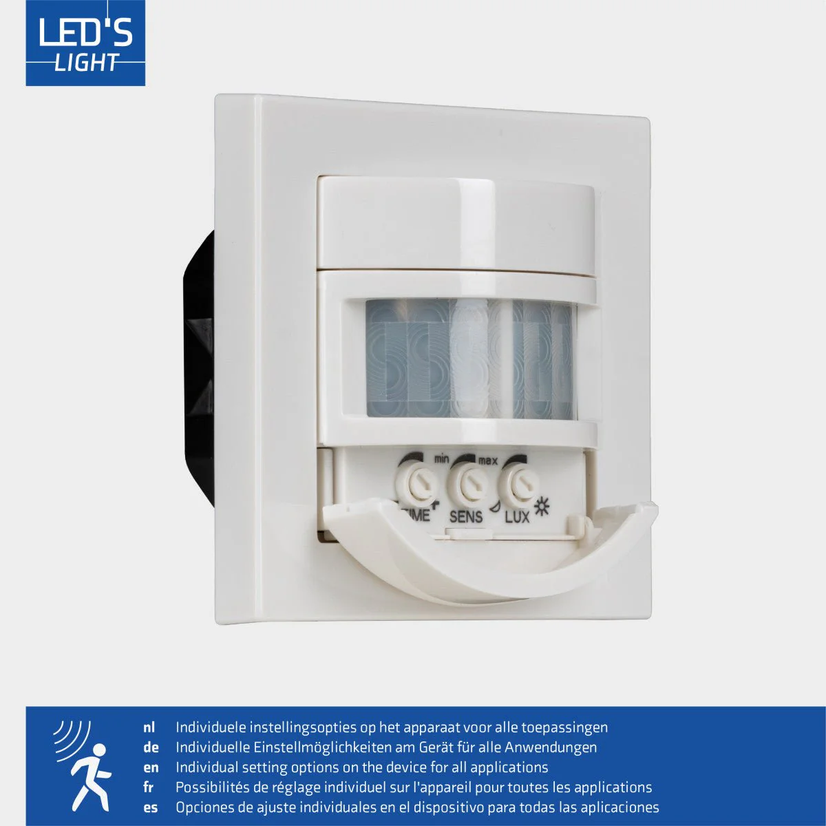 Wandschakelaar met Bewegingssensor - 55 x 55 mm inbouw - Compatibel met LED - Wit - Image 4