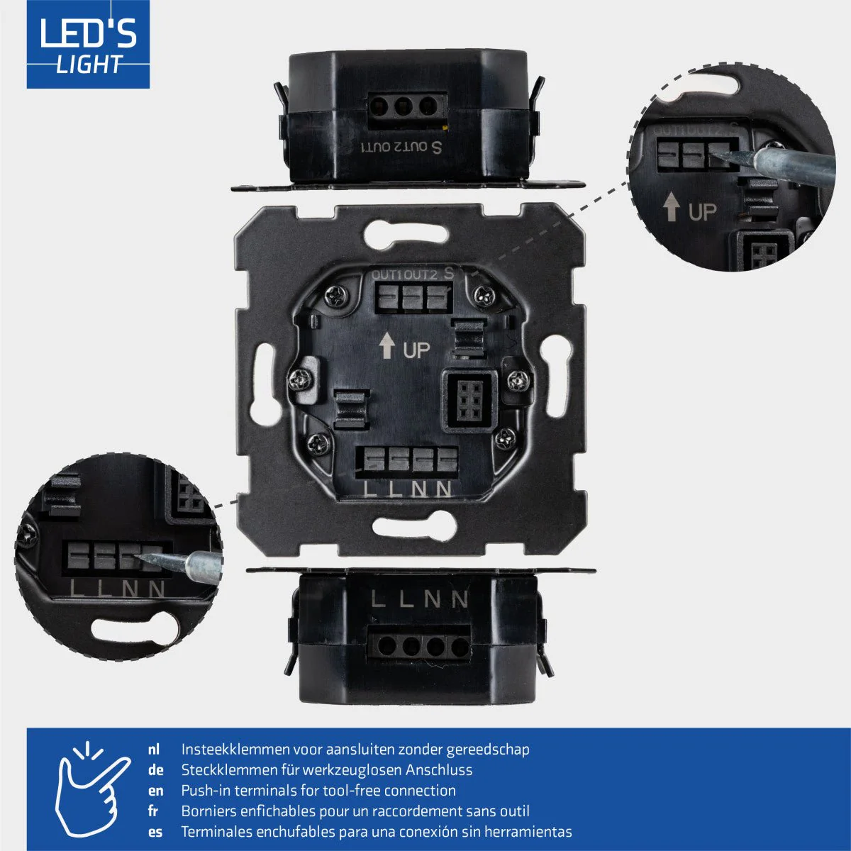 Wandschakelaar met Bewegingssensor - 55 x 55 mm inbouw - Compatibel met LED - Wit - Image 5