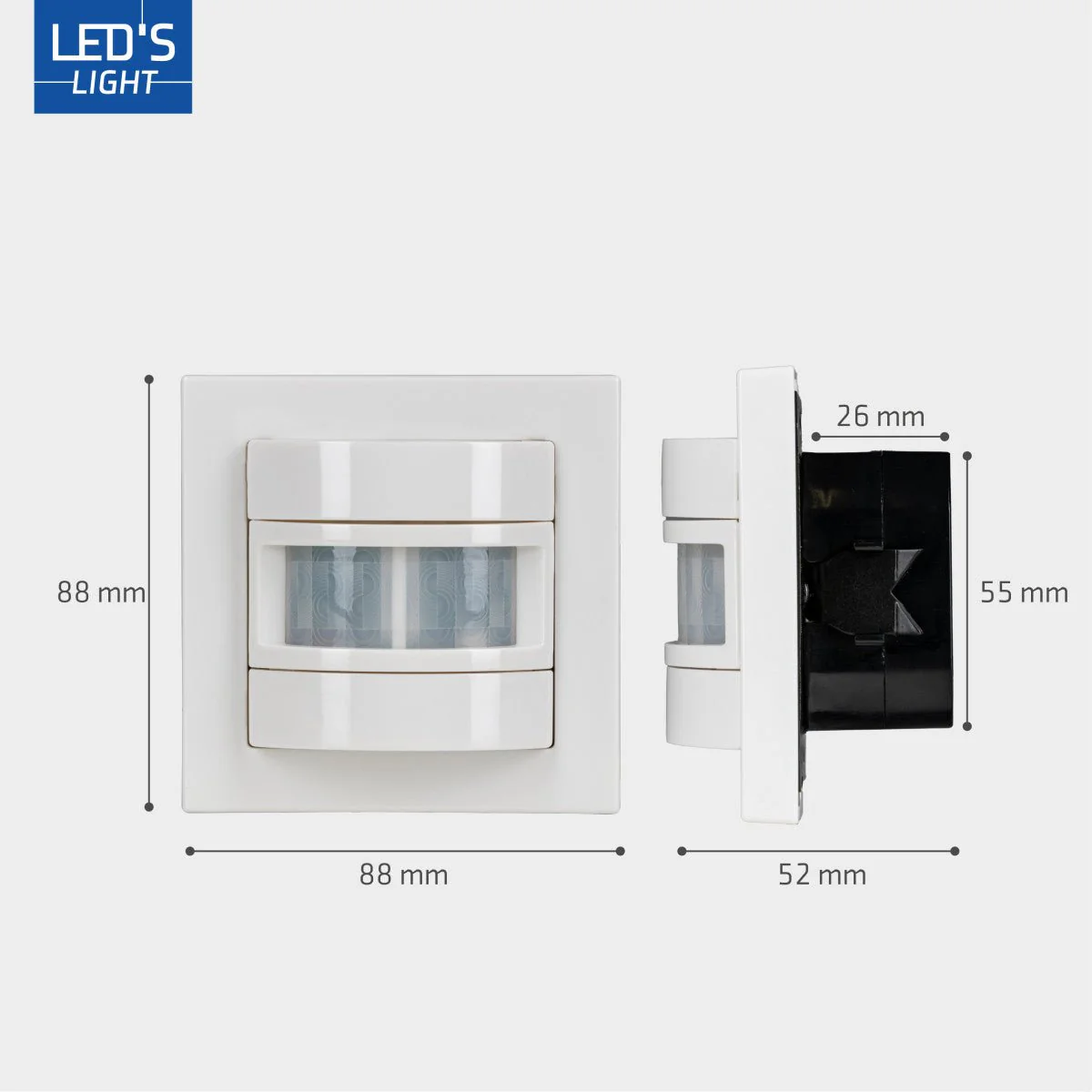 Wandschakelaar met Bewegingssensor - 55 x 55 mm inbouw - Compatibel met LED - Wit - Image 6