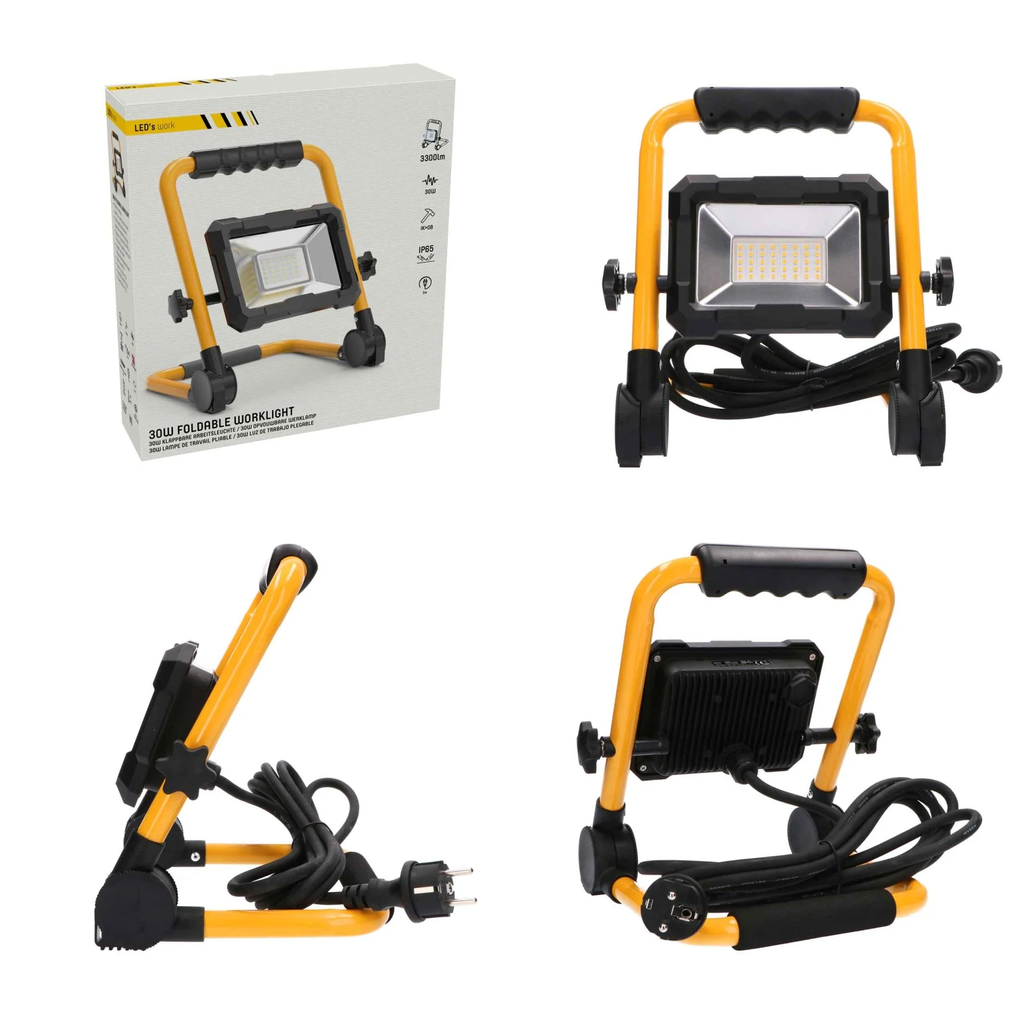 LED's Work Bouwlamp 3300 - Inklapbaar & Kantelbaar - 3 meter snoer - IP65 - 30W - Image 6